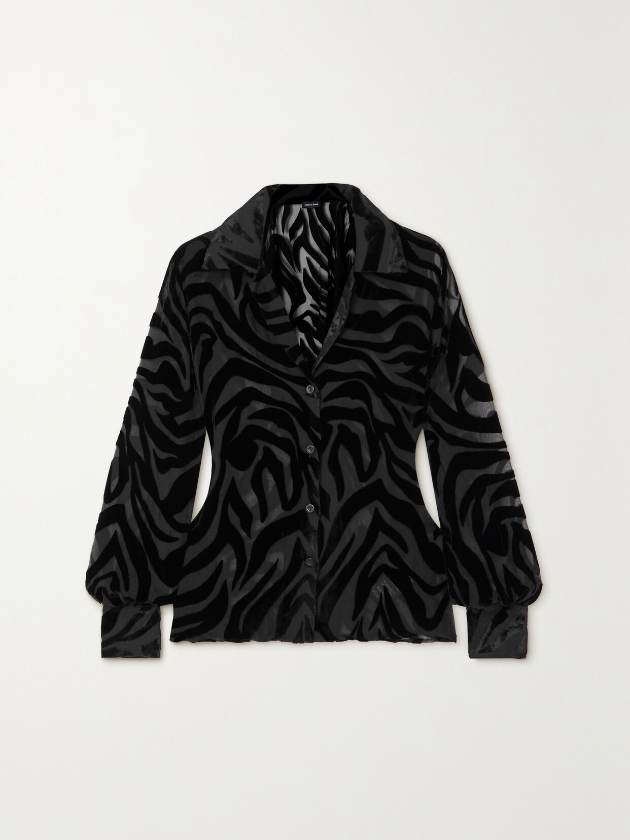 Anine Bing - Mylah Devoré-chiffon Shirt - Black