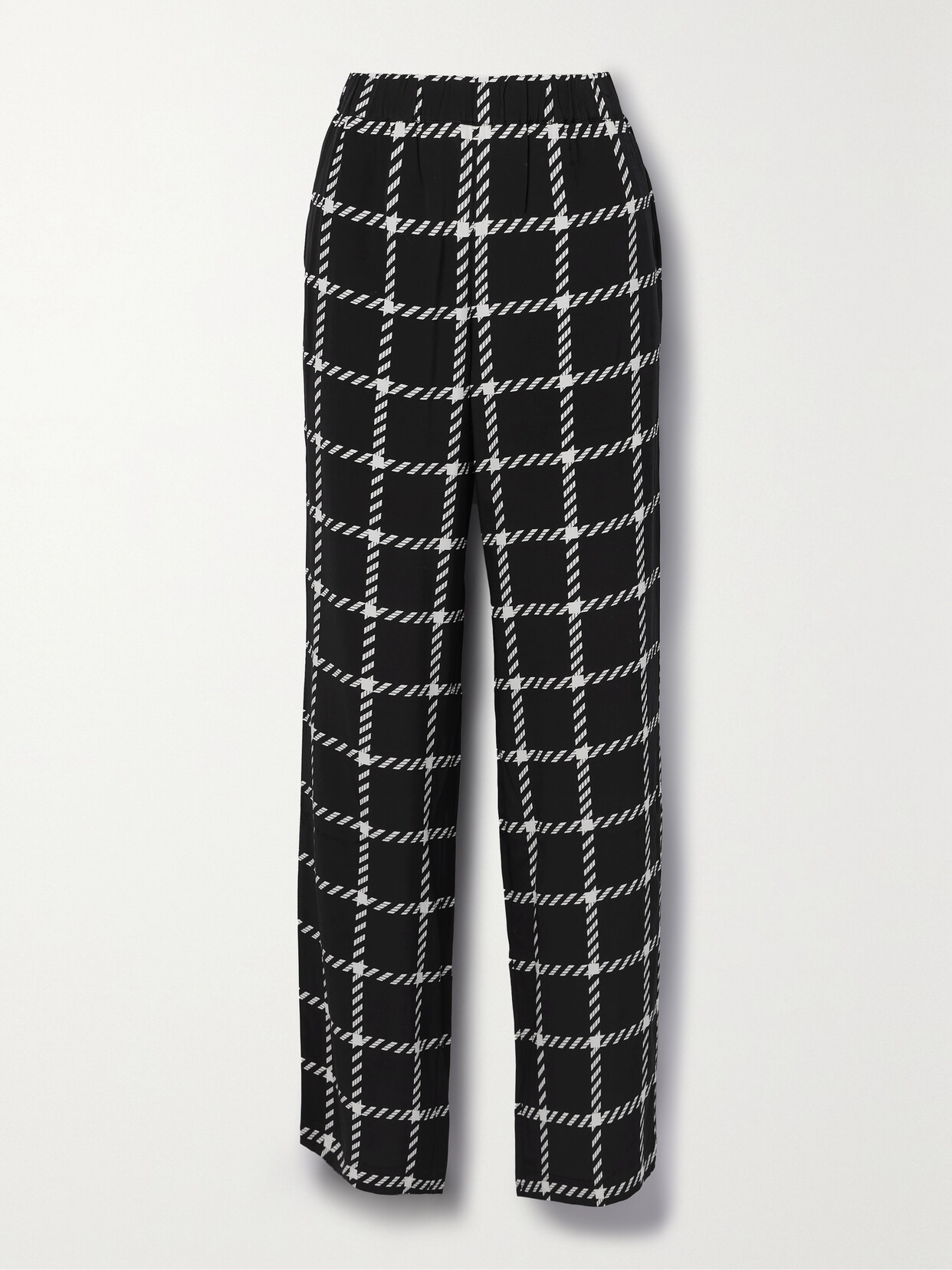 Anine Bing - Owen Checked Woven Wide-leg Pants - Black