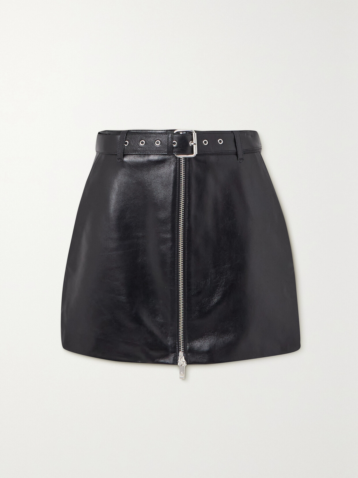 ANINE BING ANA BELTED LEATHER MINI SKIRT