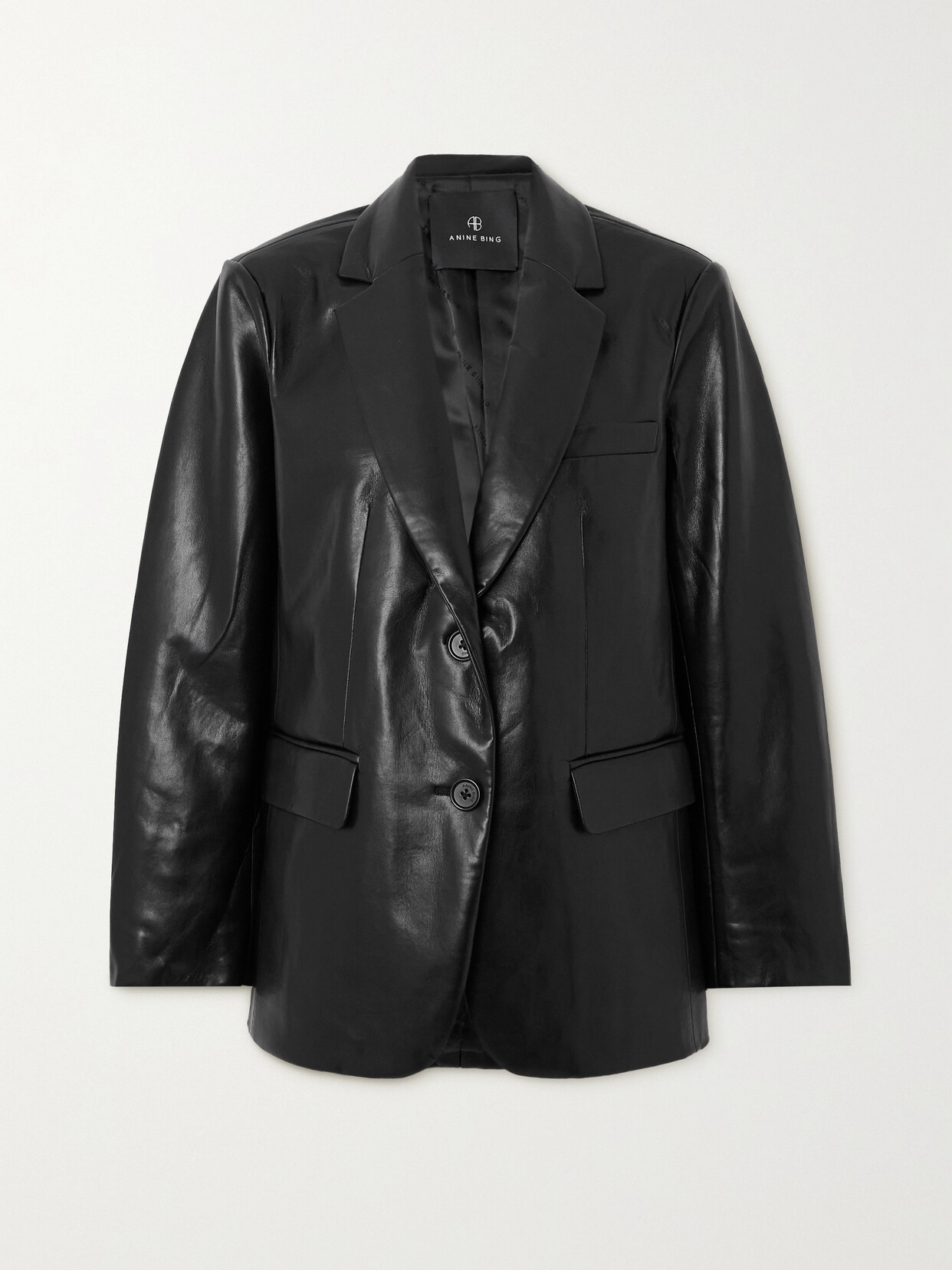 Anine Bing - Faux And Recycled-leather Blazer - Black