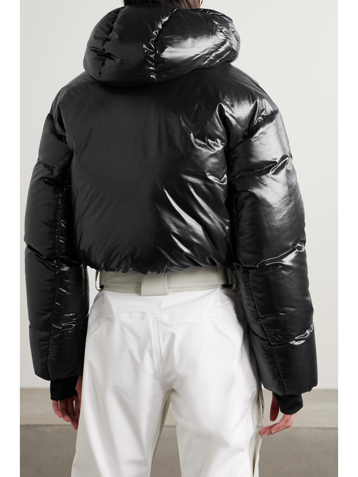 Aztech Mountain Daisy Nuke Cropped Quilted Glossed-shell Down Jacket In Black