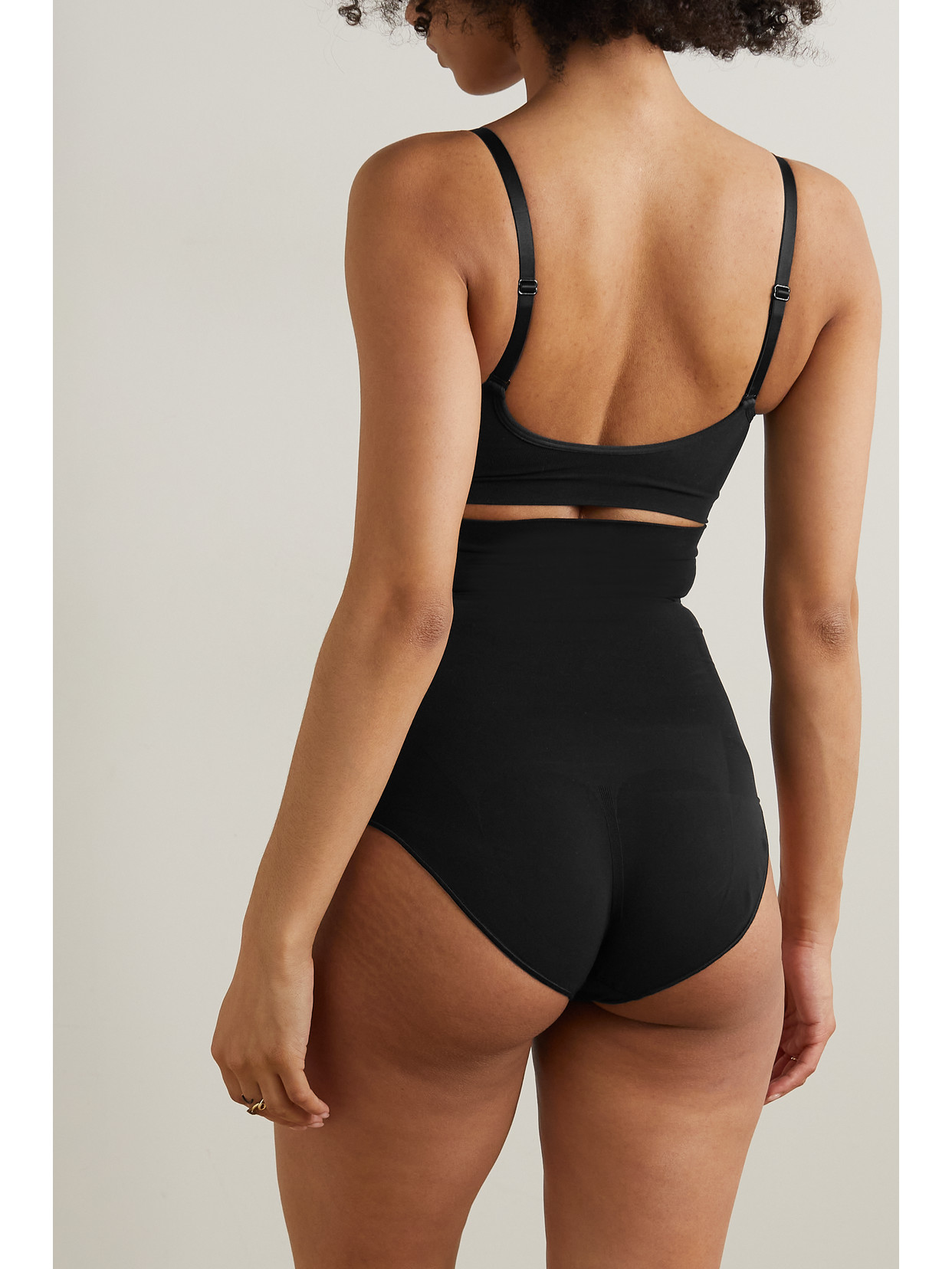 Skims Shine Stretch-woven Briefs In Black