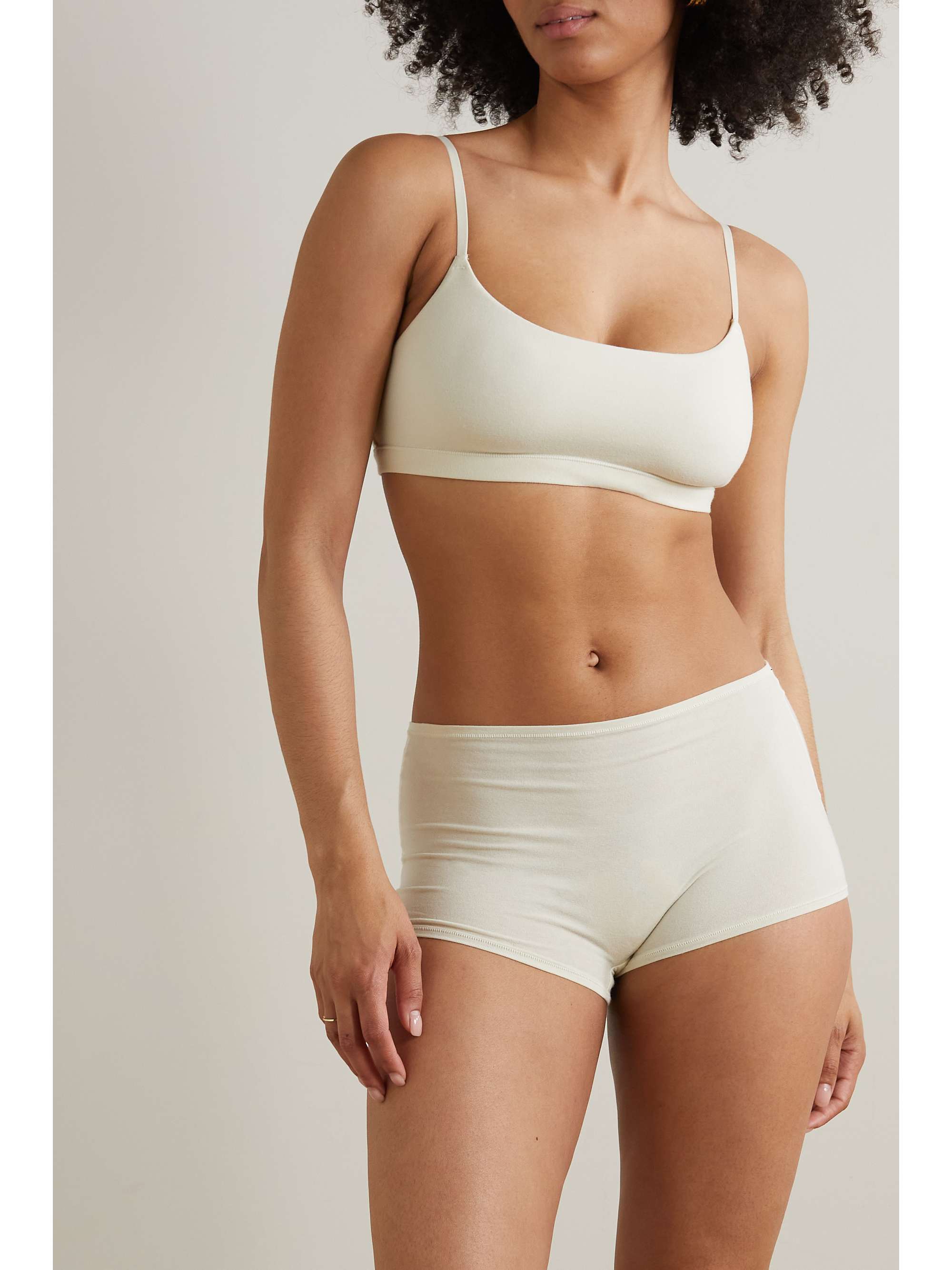 Scoop stretch-cotton jersey bralette - Bone