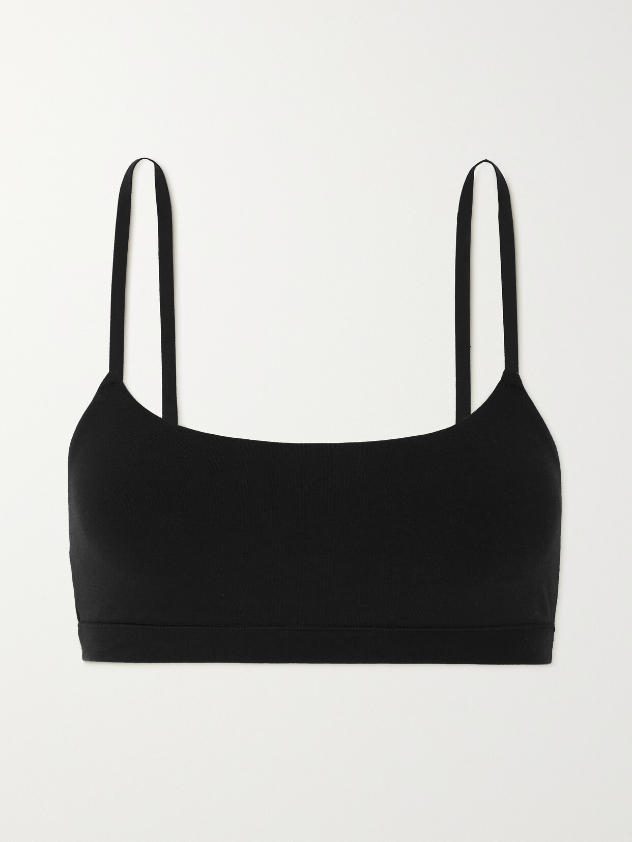 Skims Stretch Cotton Jersey Scoop Neck Bralette In Soot