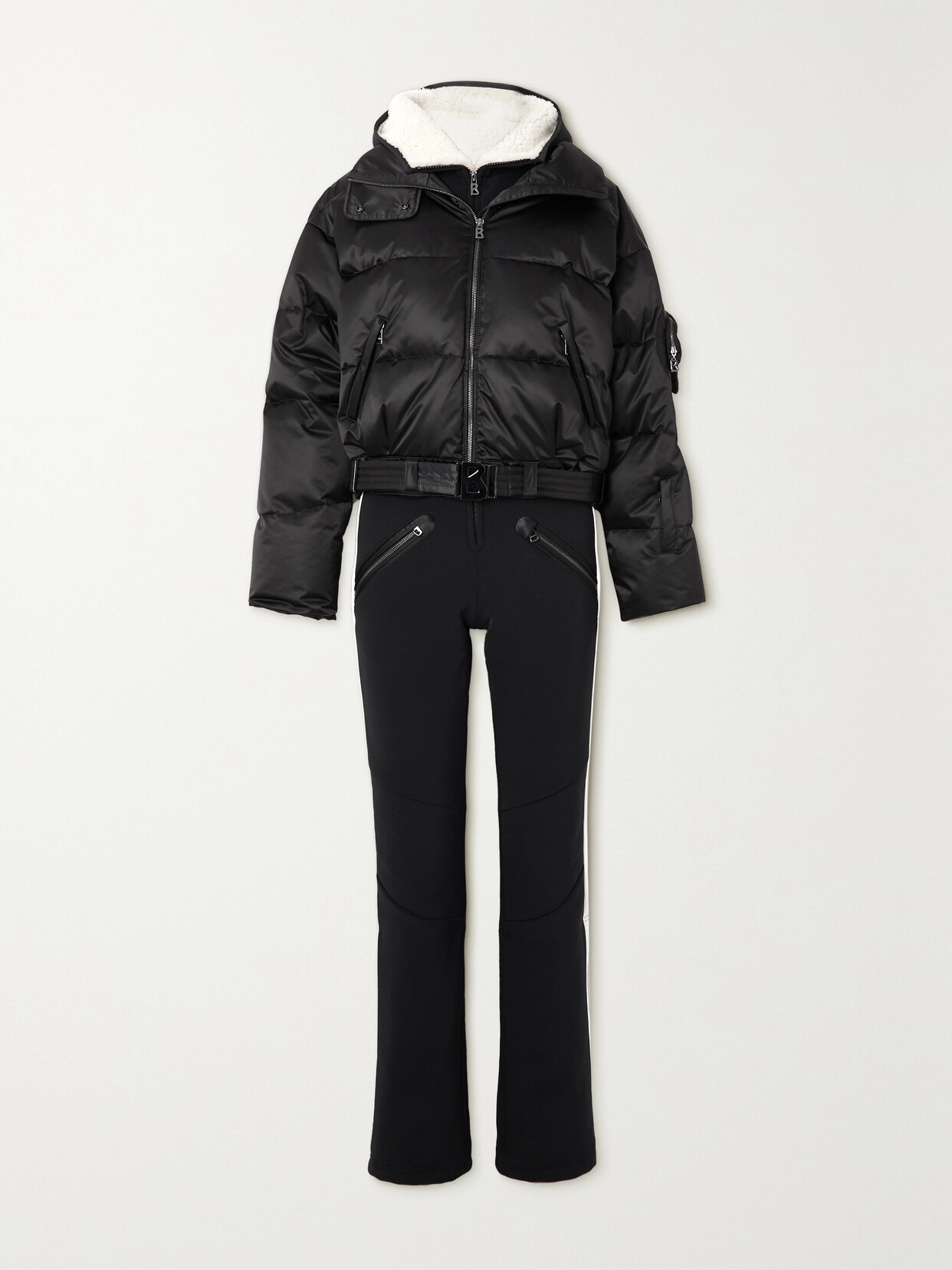 Shop Bogner Amala-ld Layered Recycled-shell Down And Stretch Ski Suit In Black