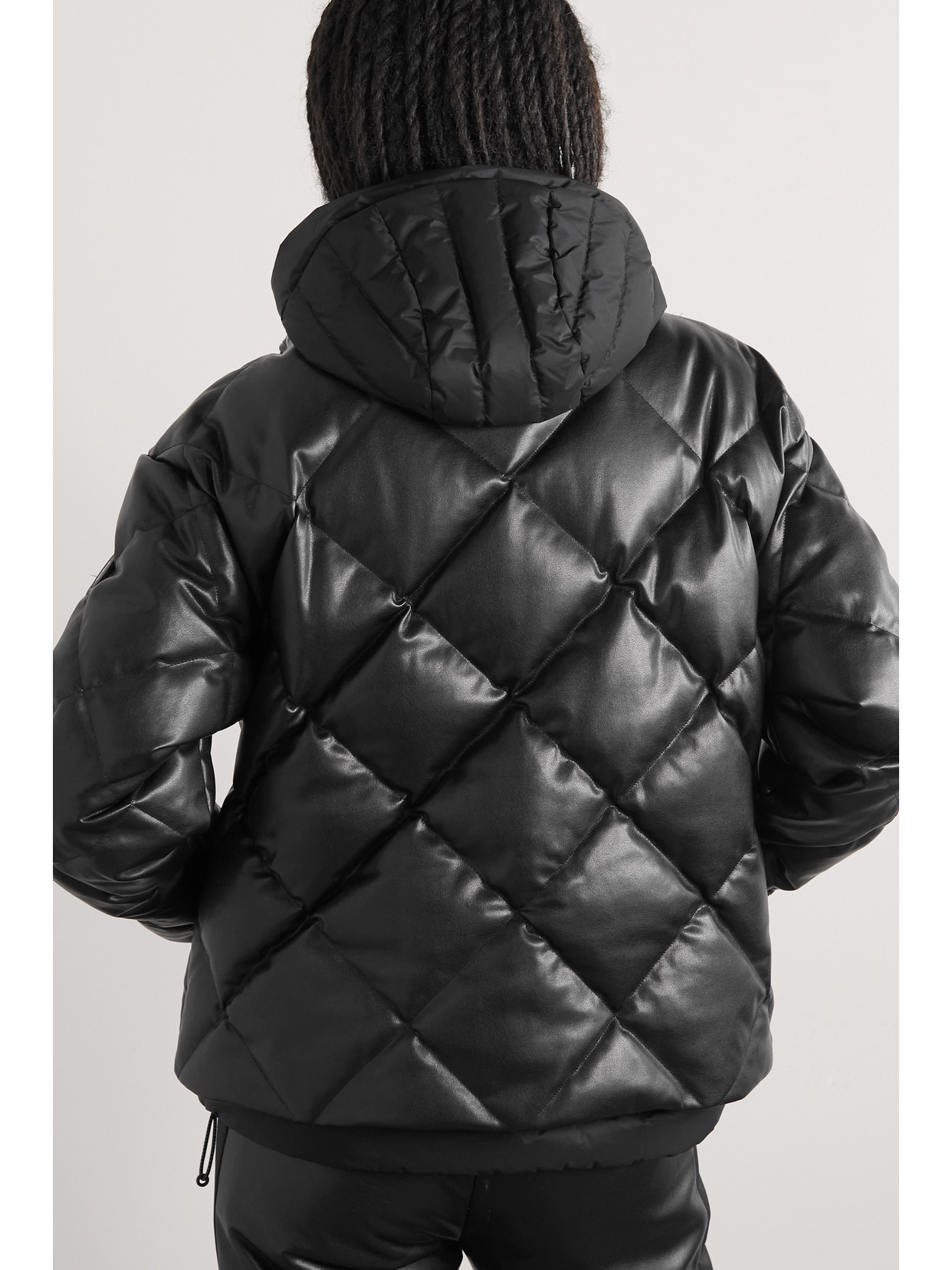 Shop Bogner Lissi-d Hooded Layered Quilted Faux-leather And Shell Jacket In Black