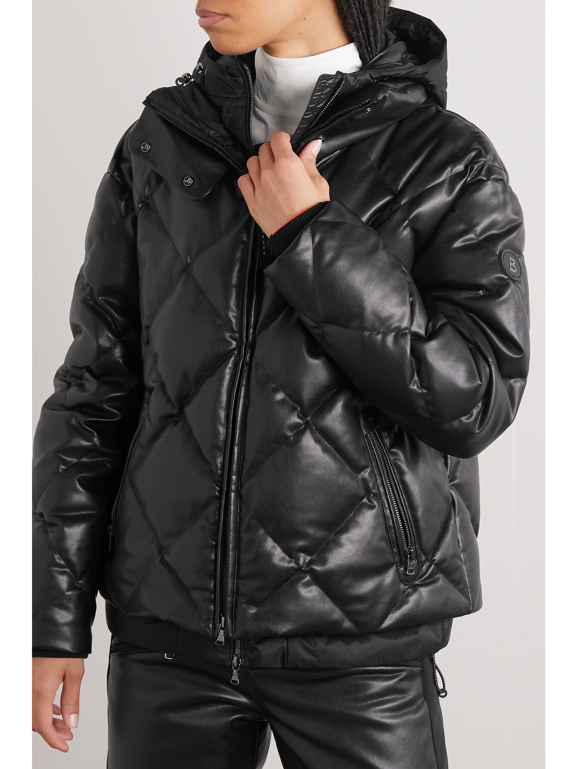 BOGNER Lissi-D hooded layered quilted faux-leather and shell jacket
