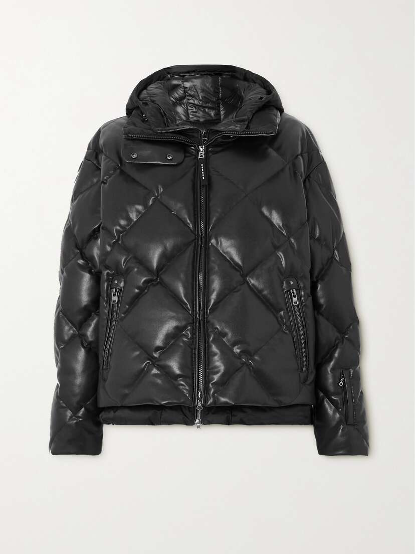 Bogner Lissi-d Hooded Layered Quilted Faux-leather And Shell Jacket
