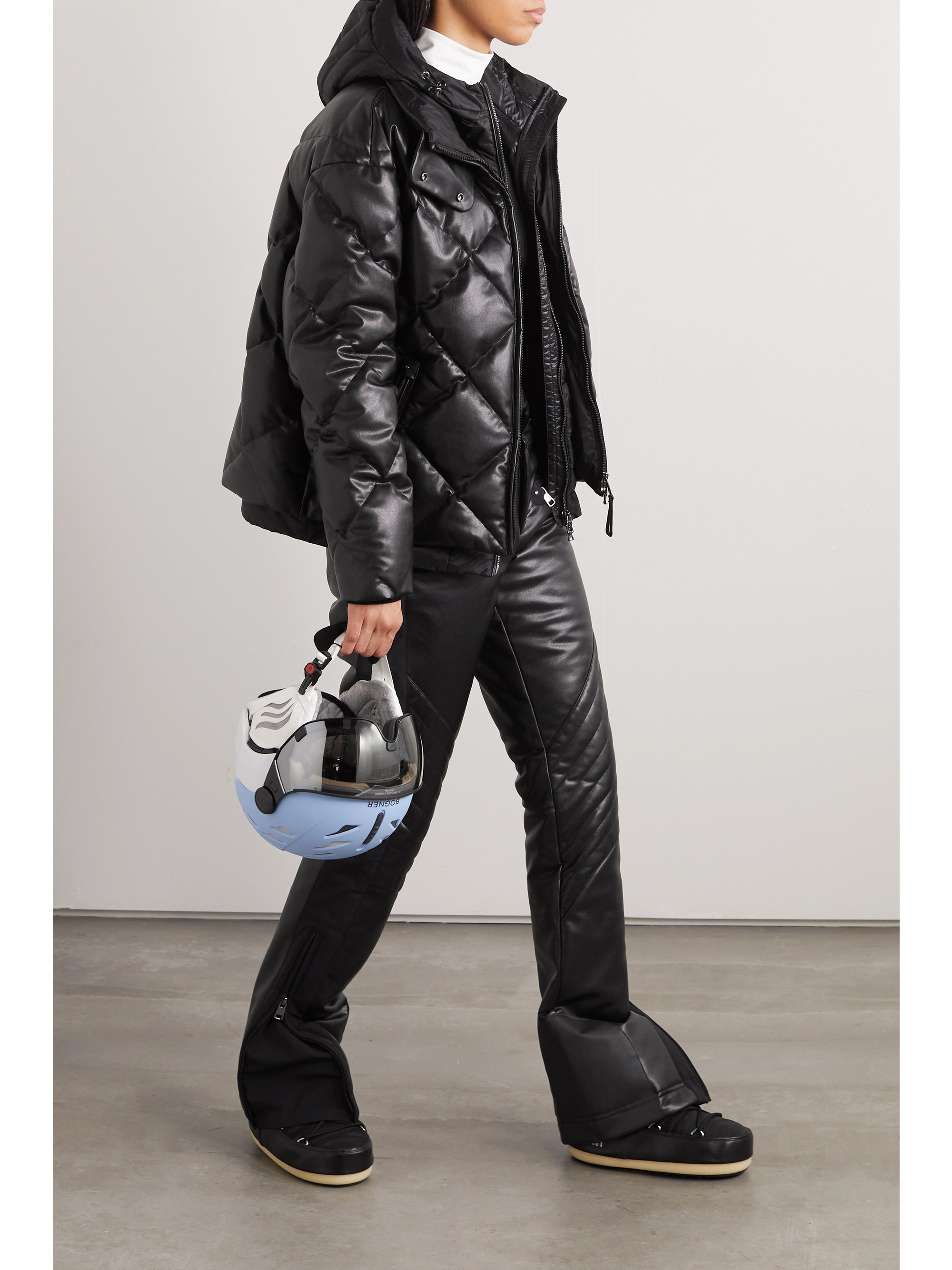 BOGNER Lissi-D hooded layered quilted faux-leather and shell jacket