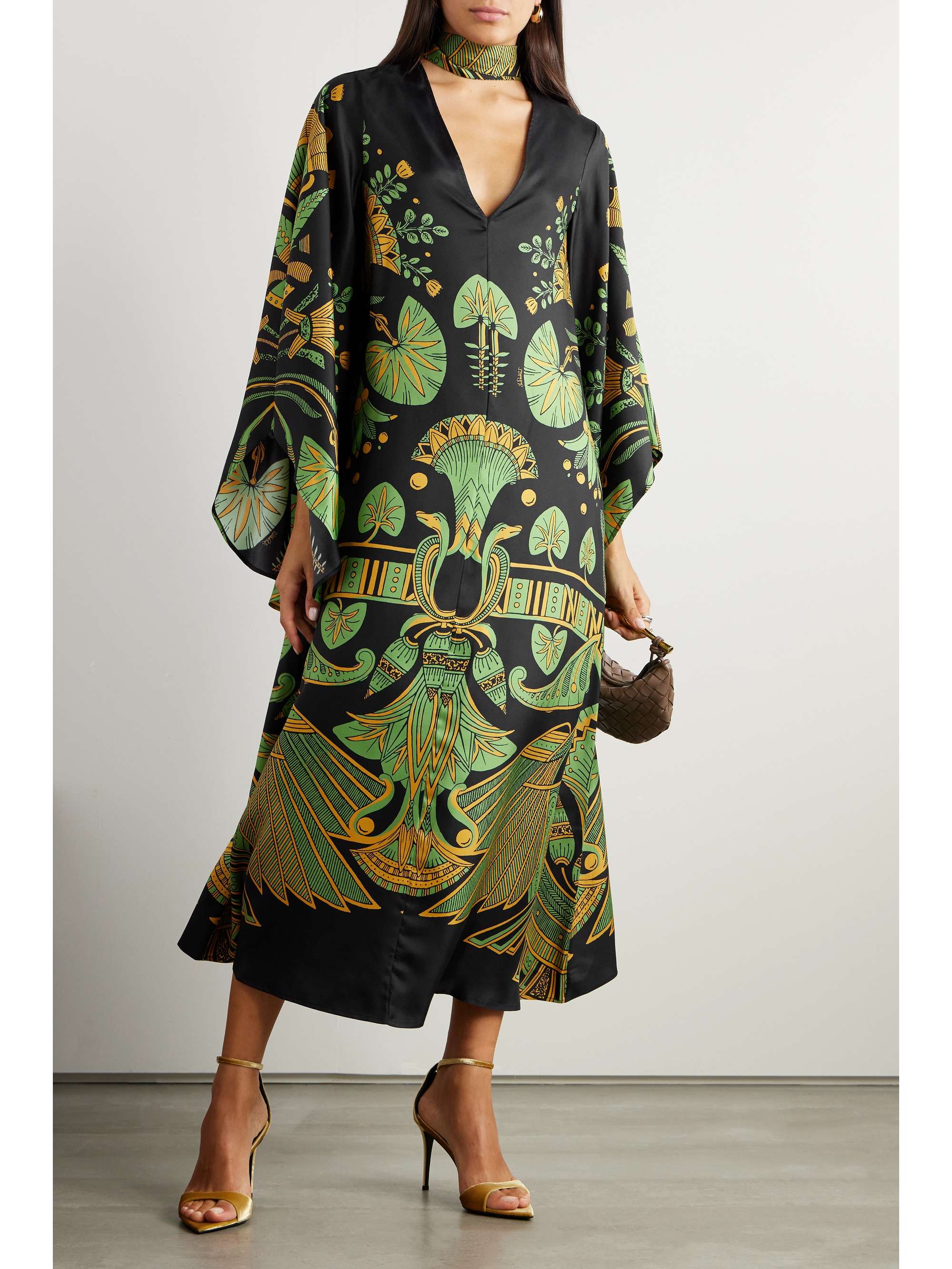 LA DOUBLEJ Magnifico printed silk-twill midi dress | NET-A-PORTER