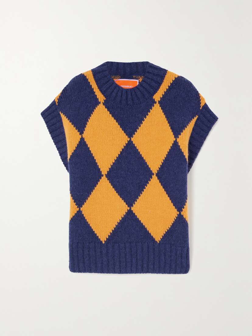La DoubleJ Argyle Jacquard-knit Vest - x large