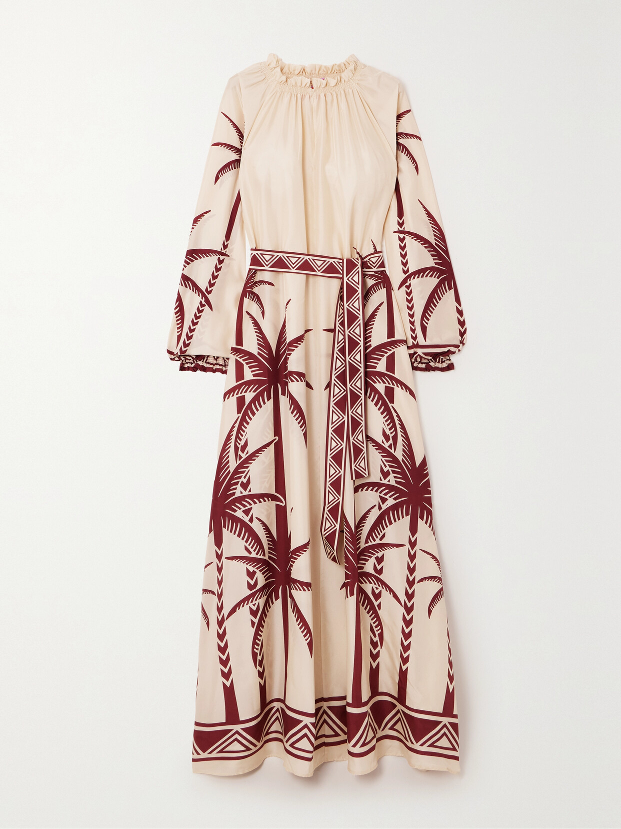 La DoubleJ - Cerere Belted Printed Silk-voile Maxi Dress - Off-white