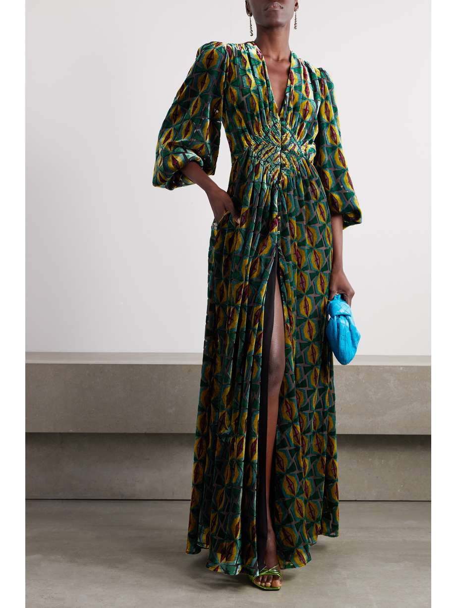 LA DOUBLEJ Camerino printed devorévelvet maxi dress NETAPORTER