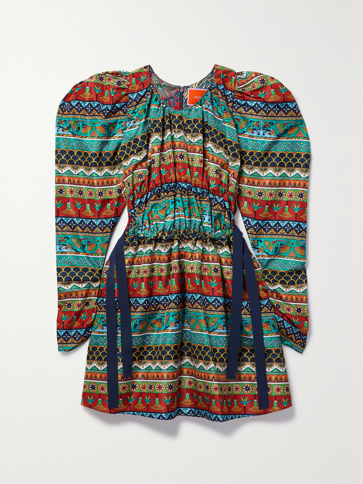 Shop La Doublej Biennale Gathered Printed Faille Mini Dress In Multi