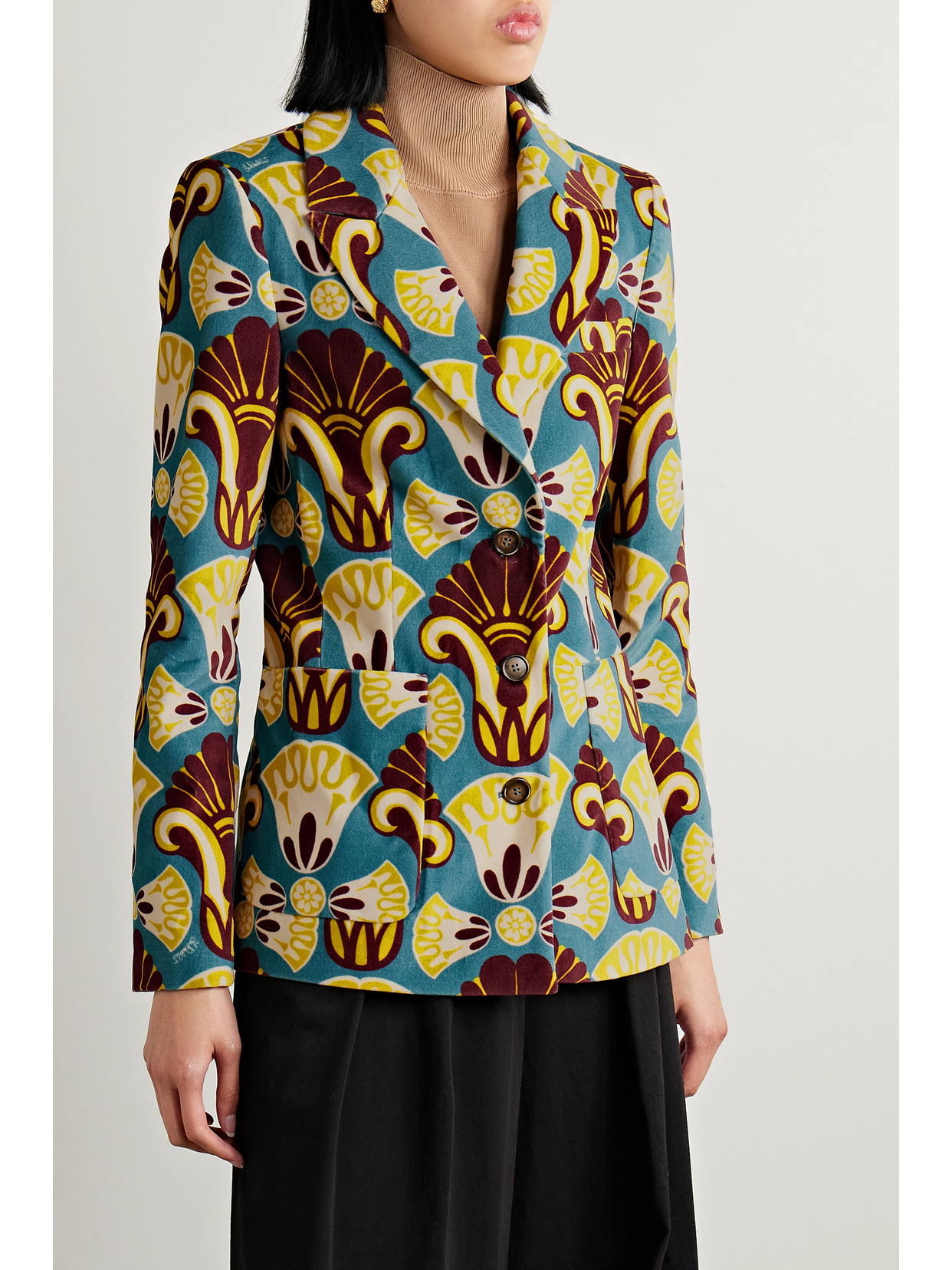 La Doublej Graphic-print Single-breasted Blazer In Green