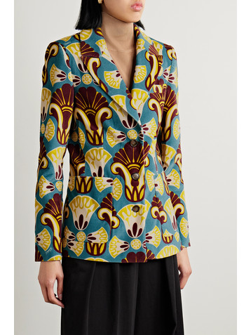 La DoubleJ 24/7 printed cotton-velvet blazer