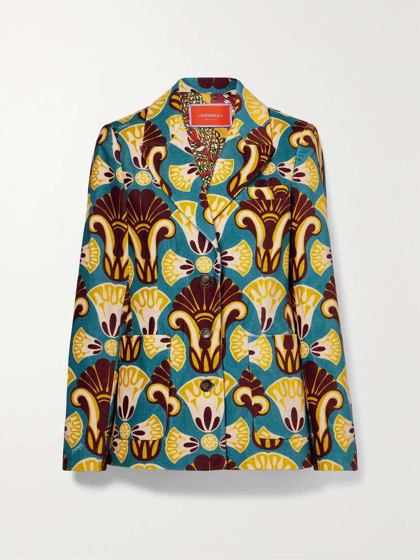 La DoubleJ 24/7 Printed Cotton-velvet Blazer