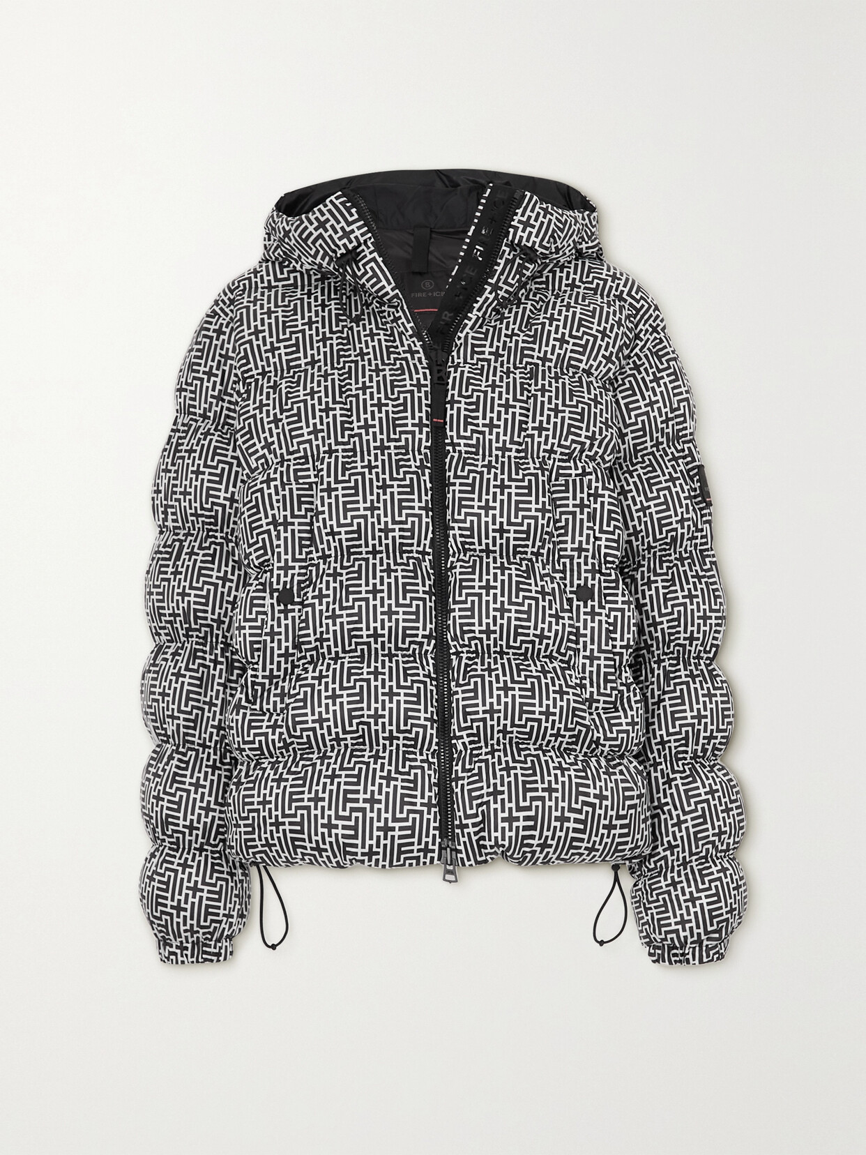 BOGNER FIRE+ICE - Rosetta Hooded Quilted Printed Ski Jacket - Black