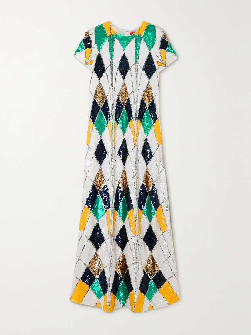 La DoubleJ Sequined Silk Maxi Dress - x large