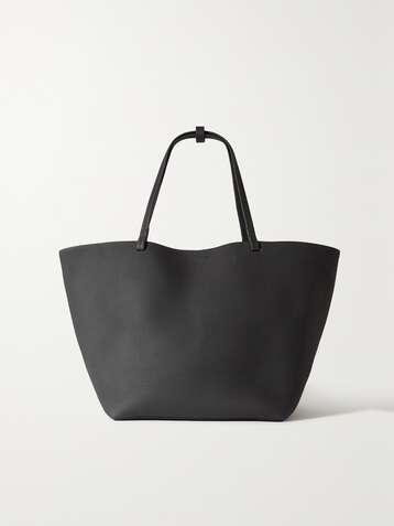 The Row Park Leather-trimmed Canvas Tote in Black