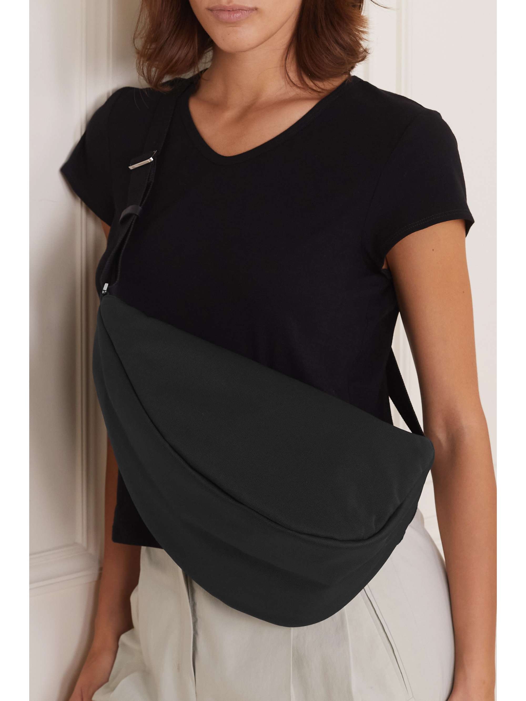 The Row Slouchy Banana Leather Cross Body Bag in Black