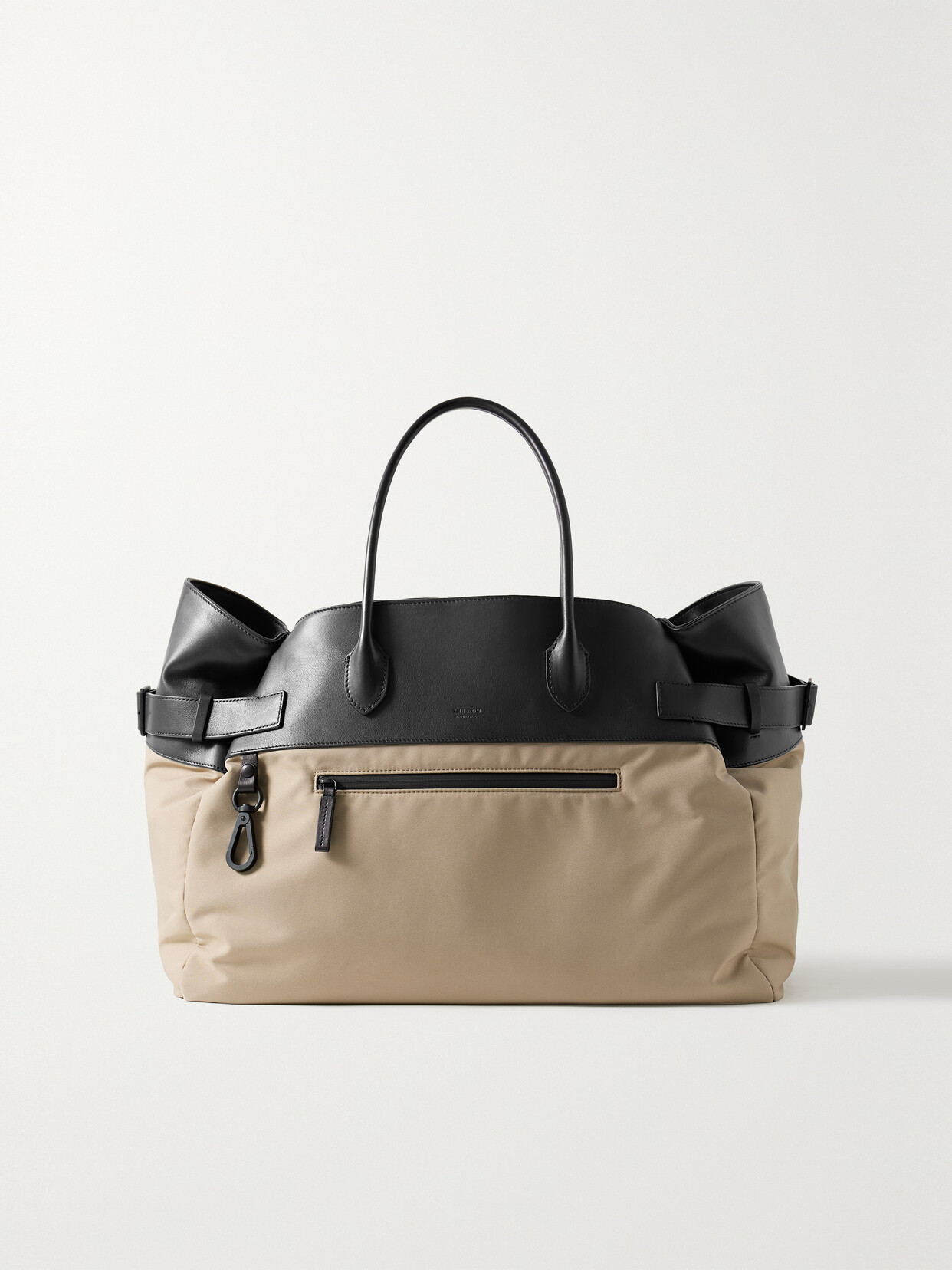 The Row Margaux 17 Inside Out Buckled Leather-trimmed Canvas Tote In Neutrals