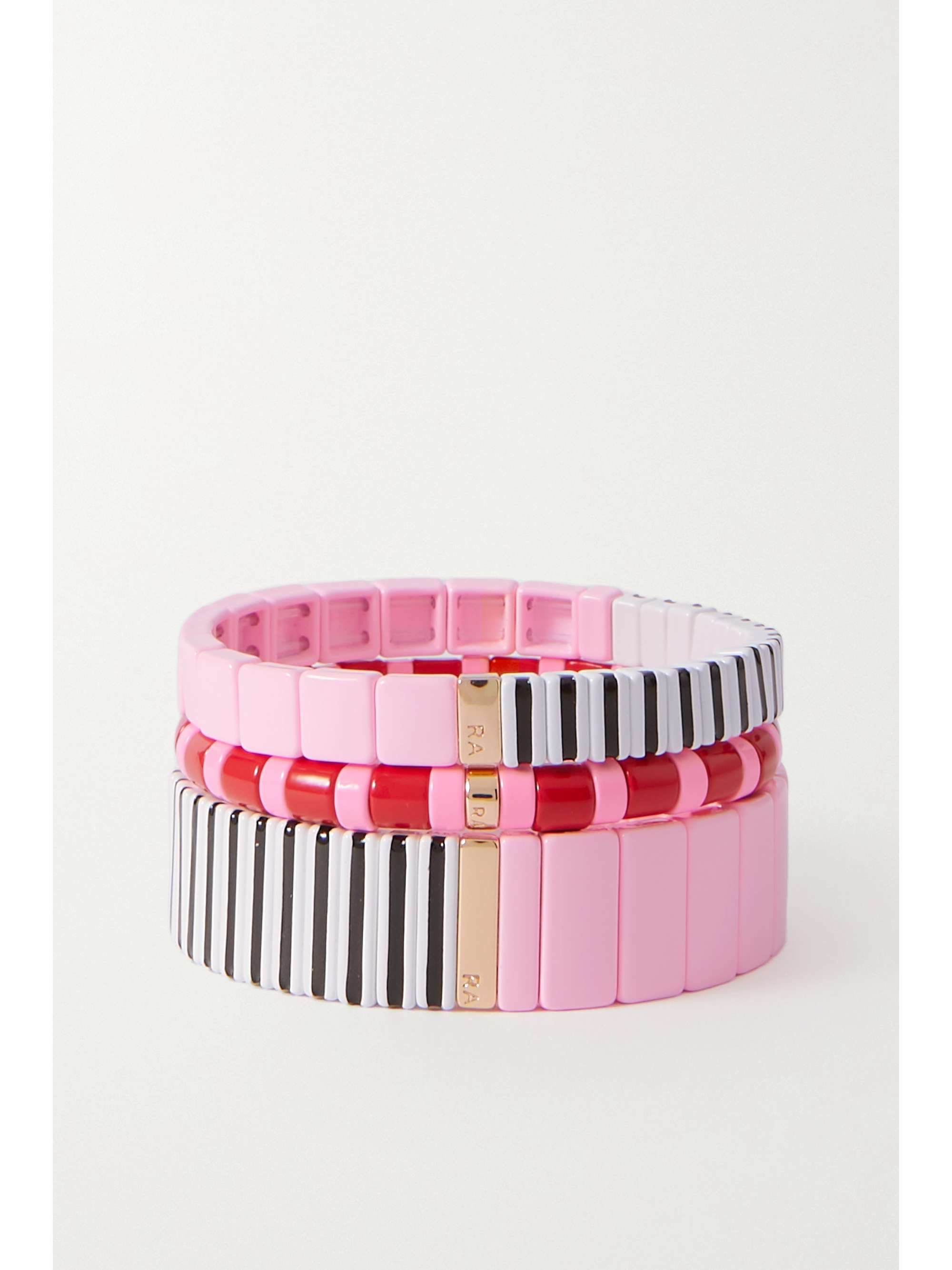 ROXANNE ASSOULIN Set of three enamel and gold-tone bracelets
