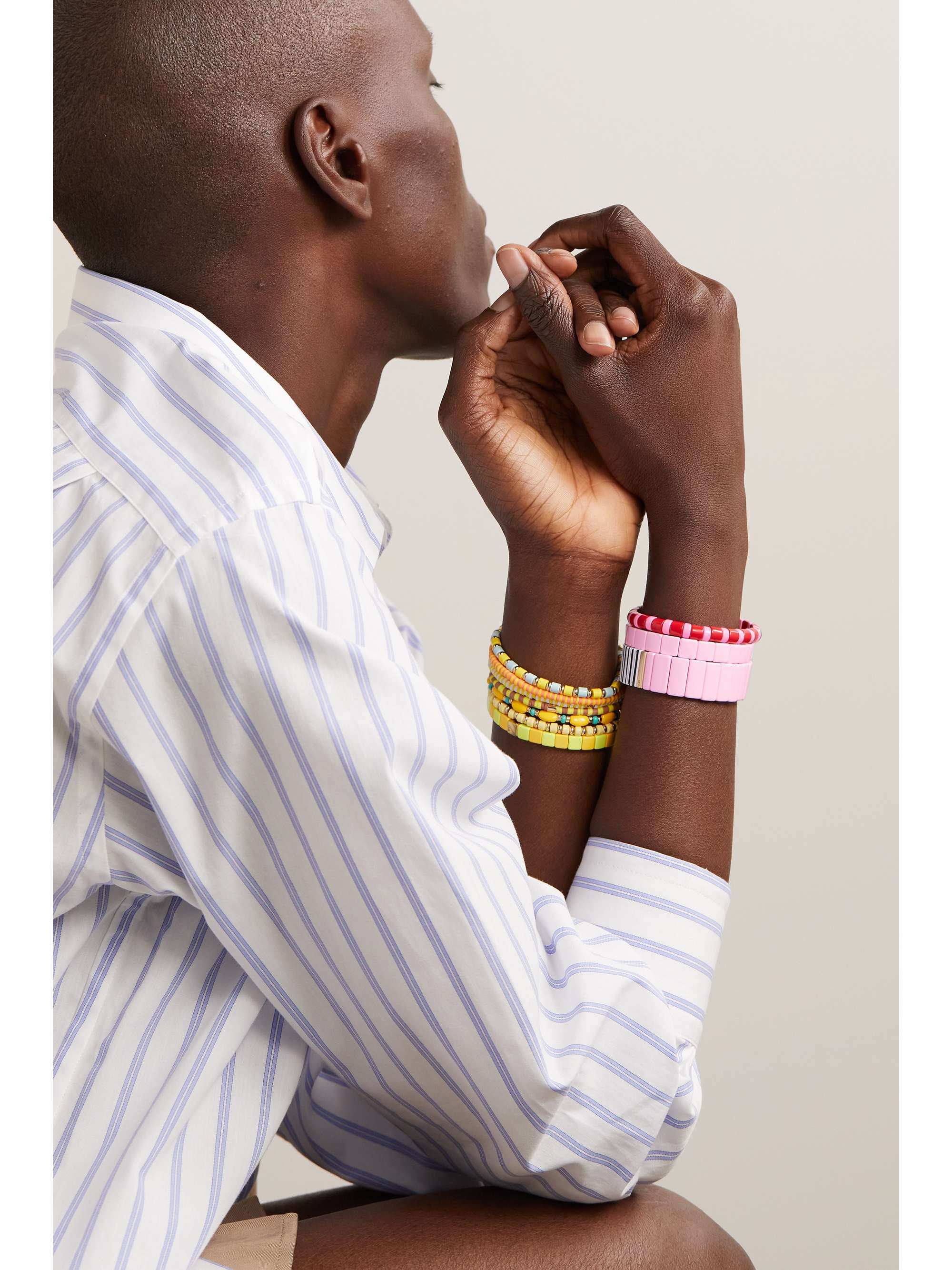 ROXANNE ASSOULIN Set of three enamel and gold-tone bracelets