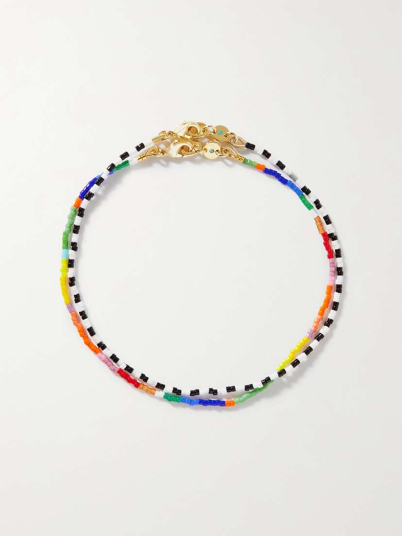 Roxanne Assoulin Set Of Two Gold-tone Beaded Anklets