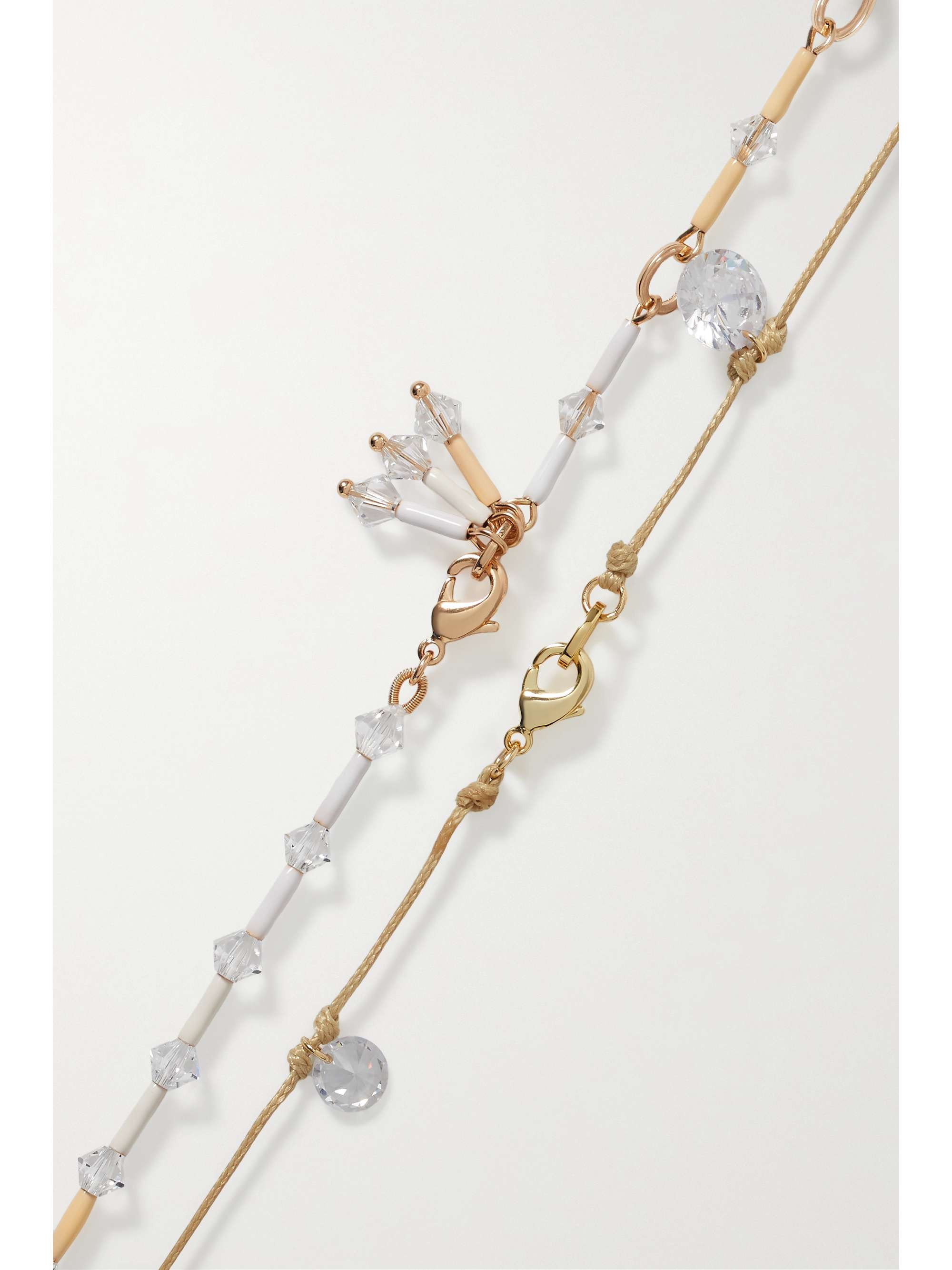 ROXANNE ASSOULIN Set of two rose and yellow gold-tone beaded crystal necklaces