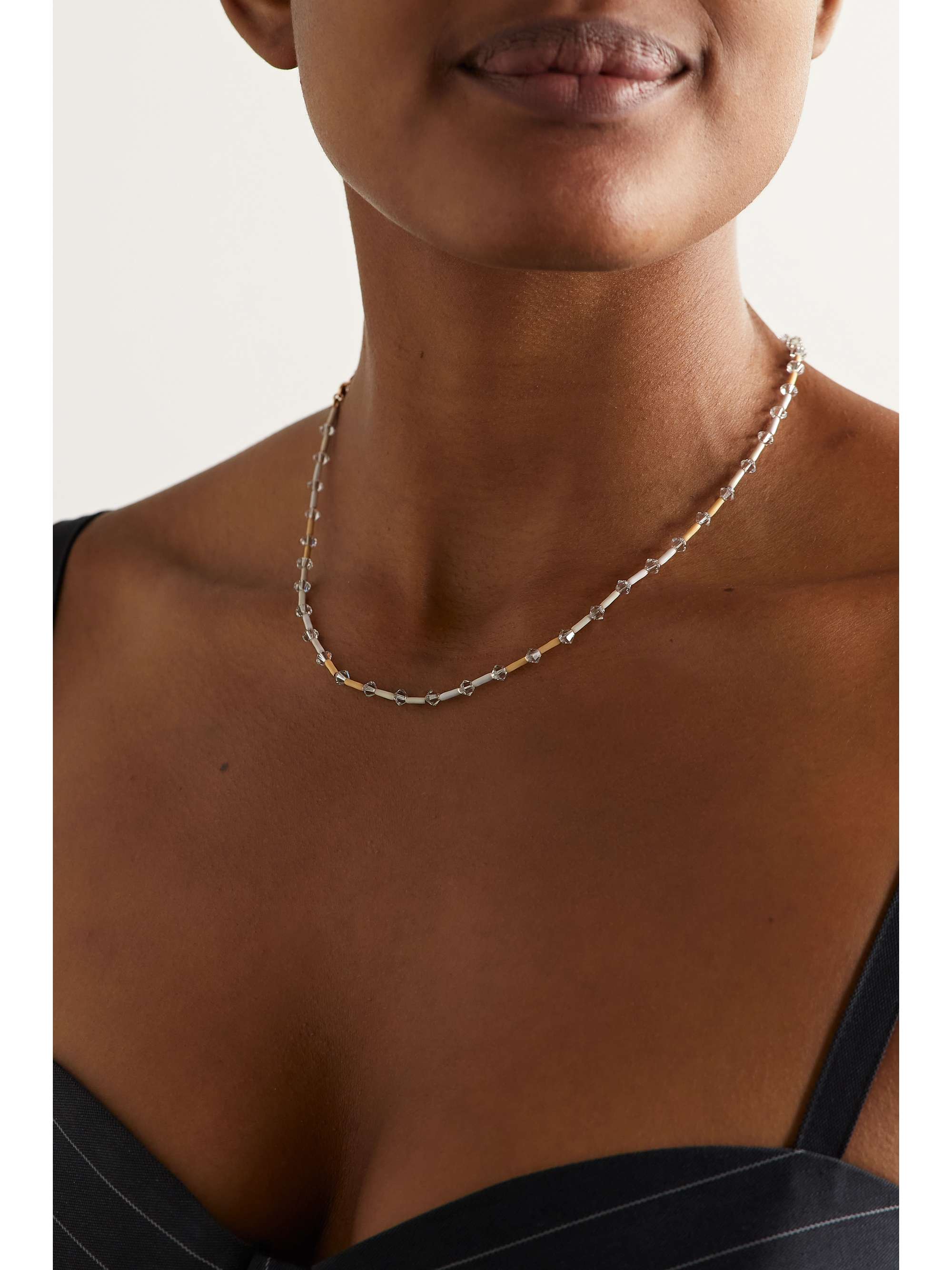 ROXANNE ASSOULIN Set of two rose and yellow gold-tone beaded crystal necklaces