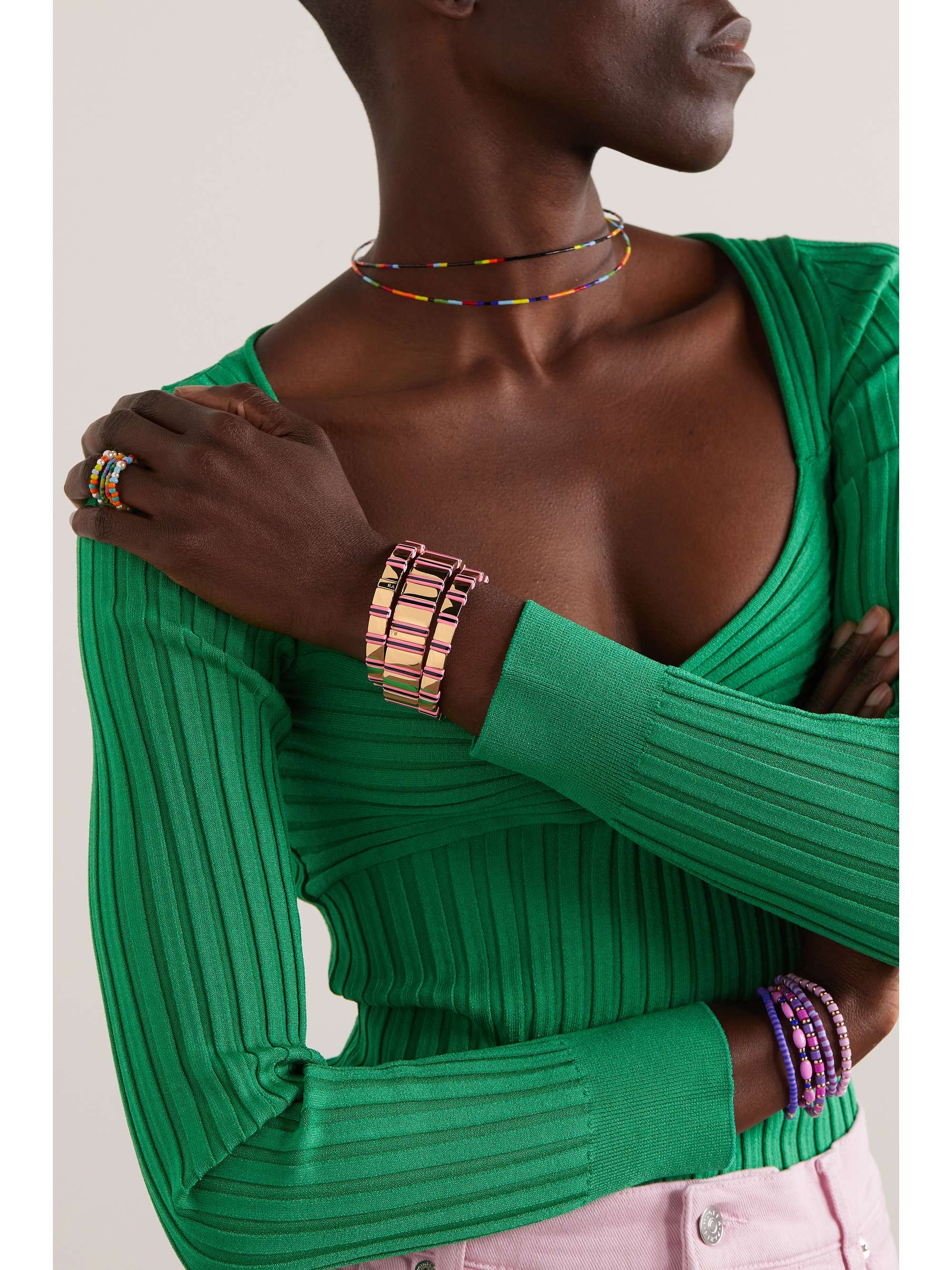 ROXANNE ASSOULIN Set of three gold-tone enamel bracelets