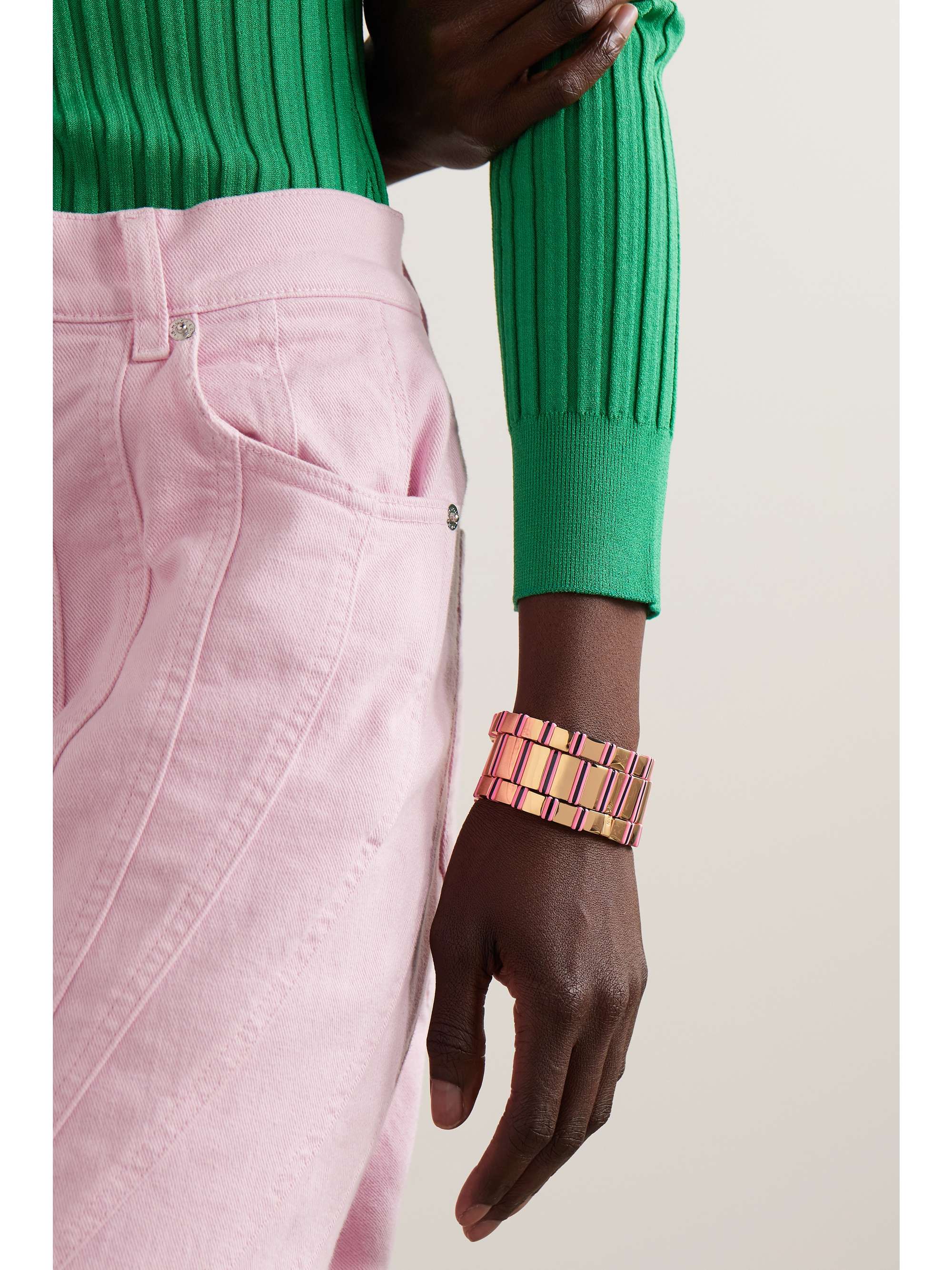 ROXANNE ASSOULIN Set of three gold-tone enamel bracelets