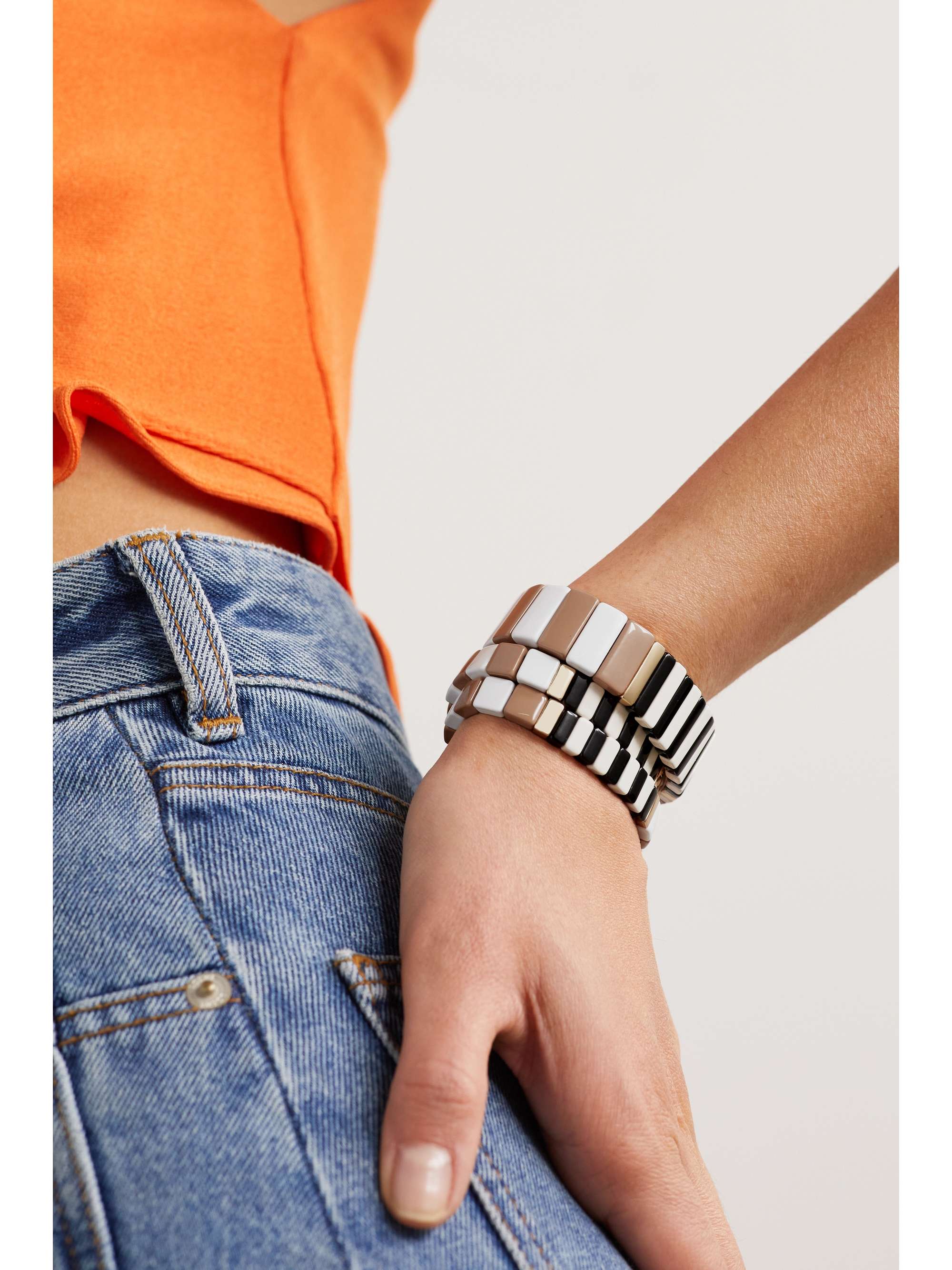 ROXANNE ASSOULIN Set of three gold-tone and enamel bracelets