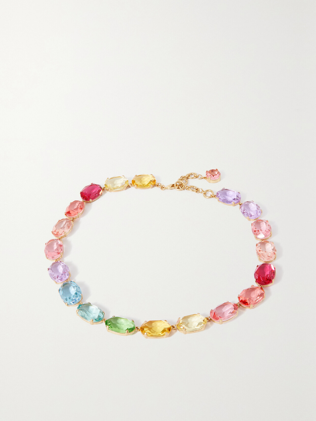 Shop Roxanne Assoulin Simply Rainbow Gold-tone Crystal Necklace In Multi