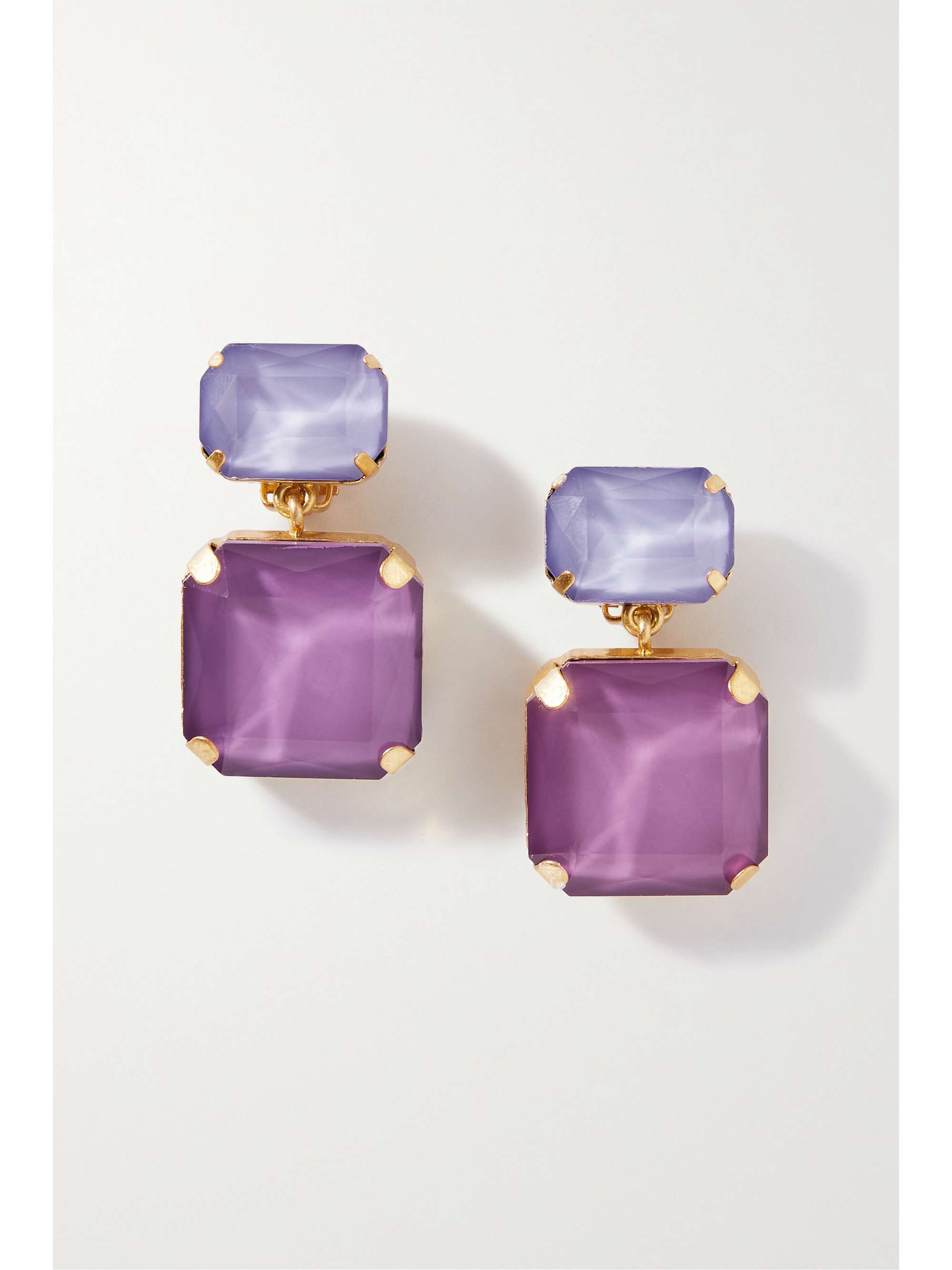 ROXANNE ASSOULIN Maxi Gum Drop gold tone crystal clip earrings