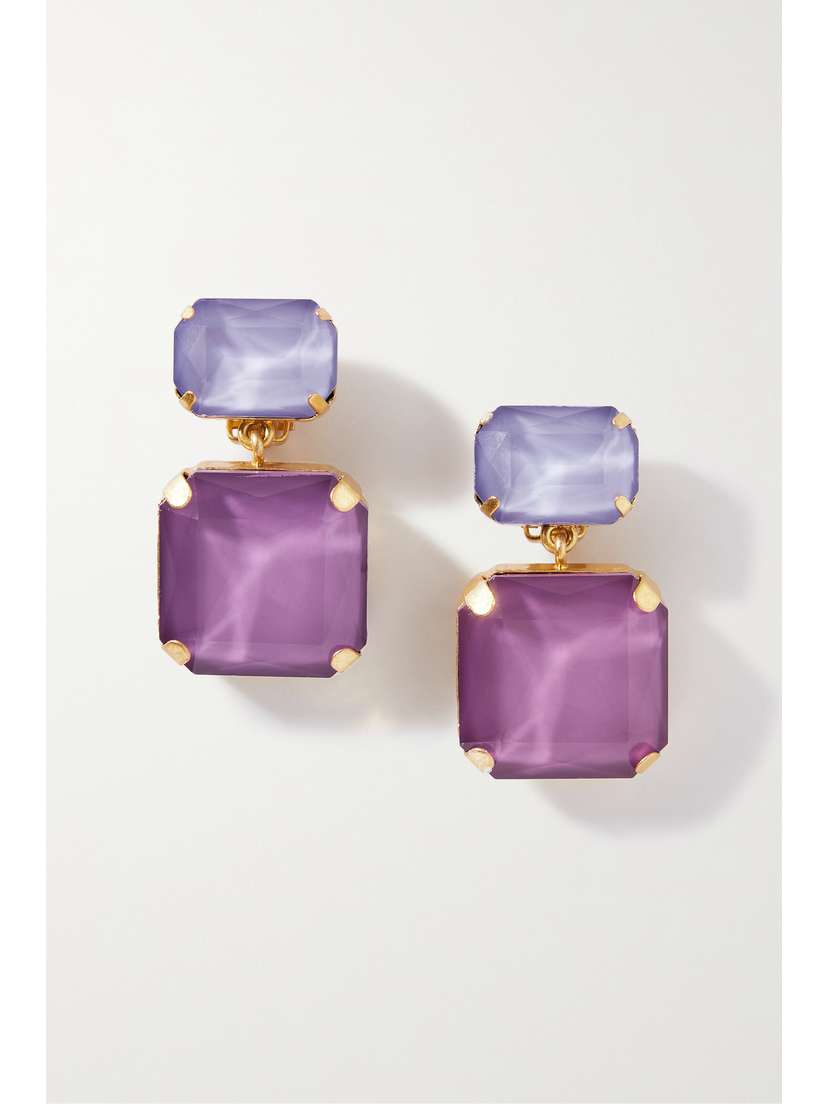 Roxanne Assoulin Maxi Gum Drop Gold-tone Crystal Clip Earrings