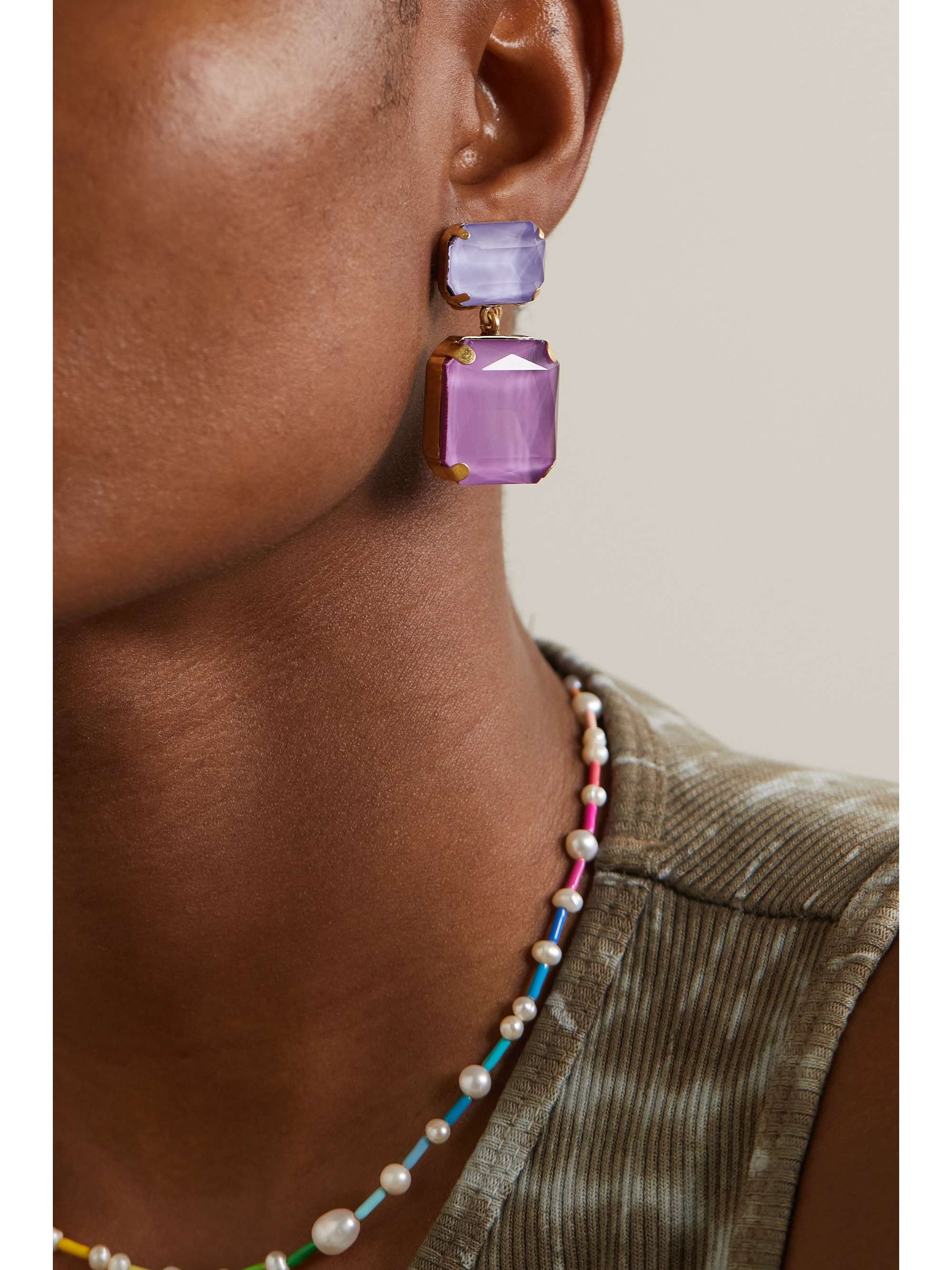 ROXANNE ASSOULIN Maxi Gum Drop goldtone crystal clip earrings NETA