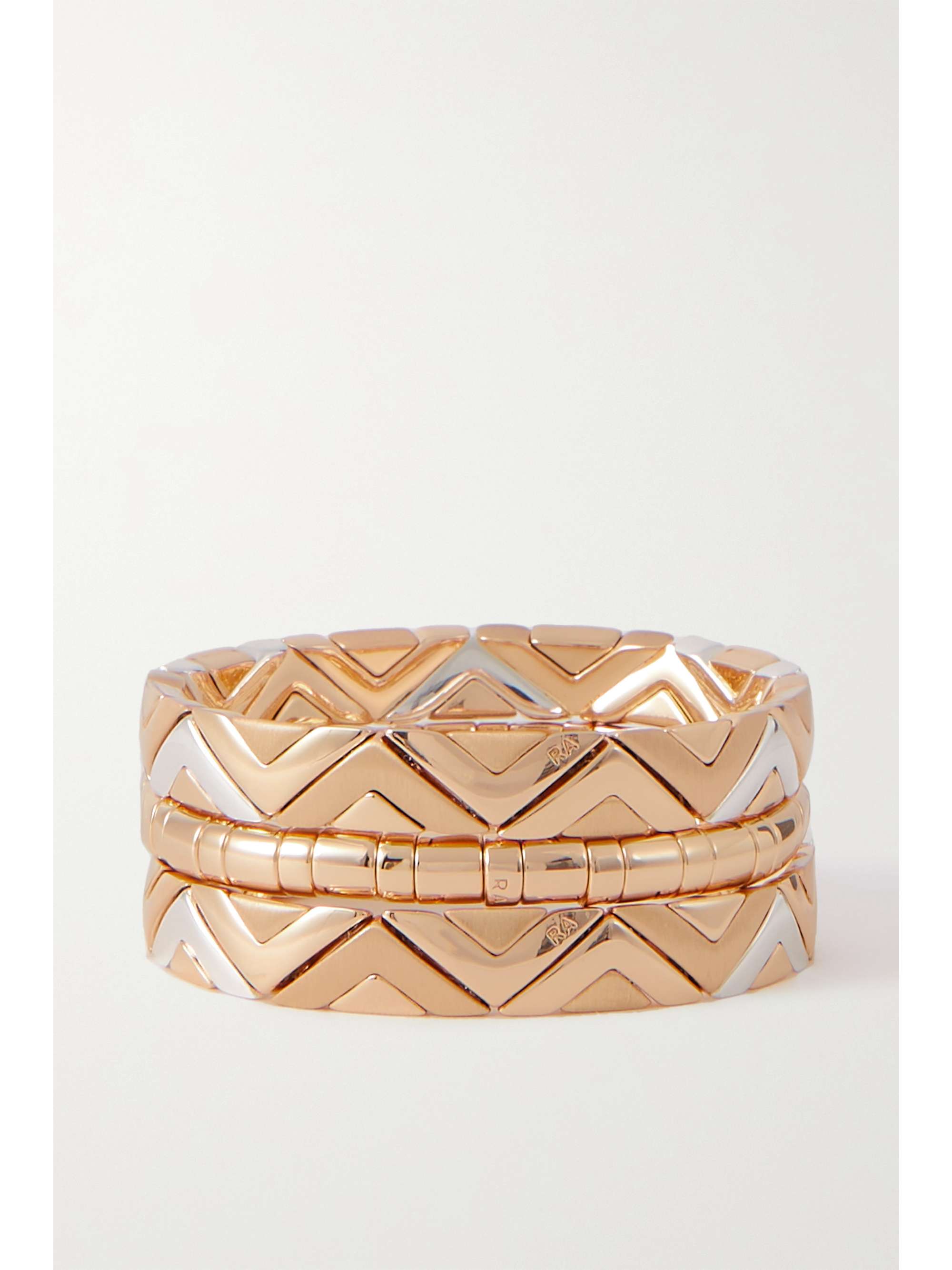 ROXANNE ASSOULIN Puzzled set of three gold- and silver-tone bracelets
