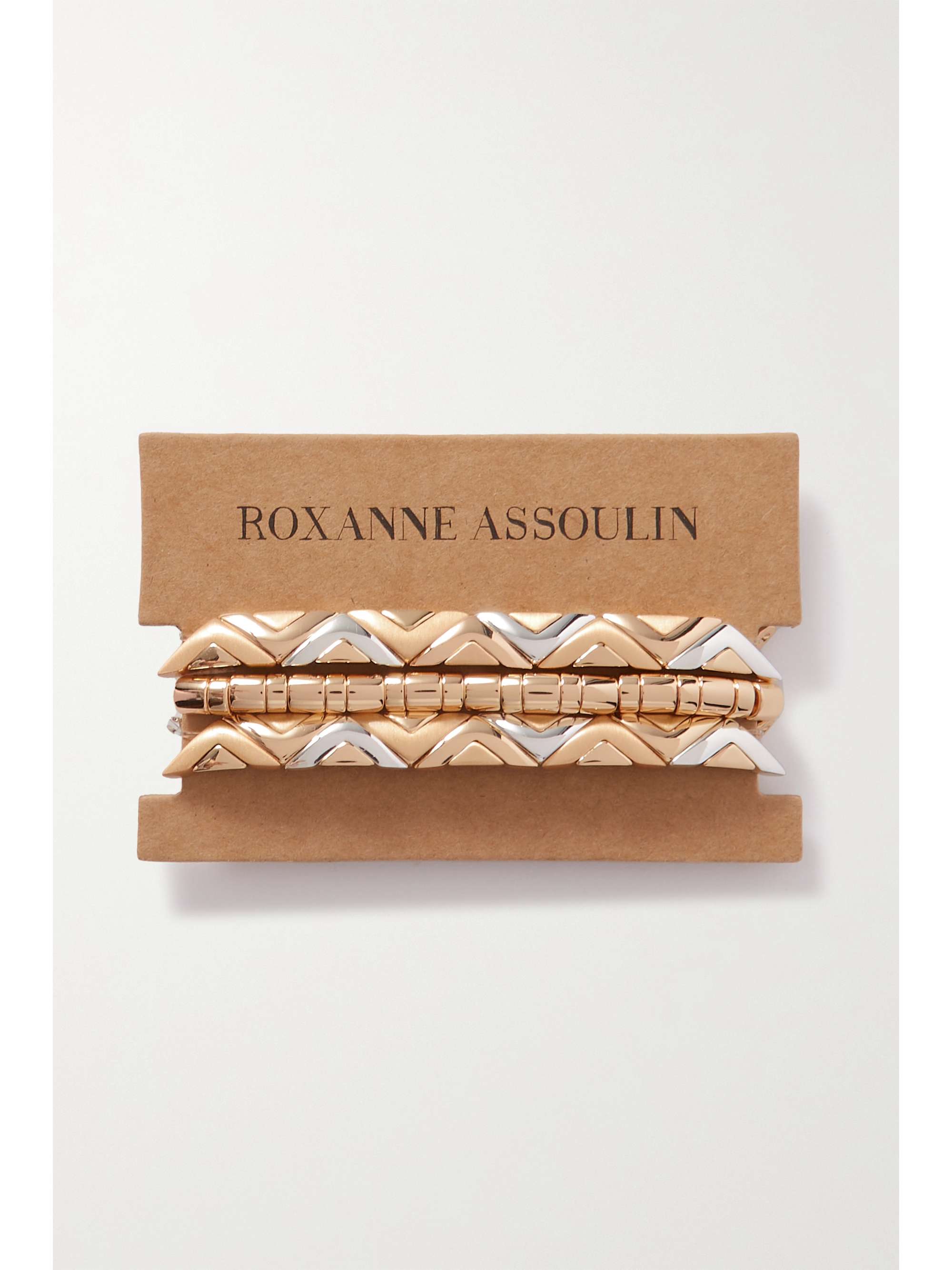 ROXANNE ASSOULIN Puzzled set of three gold- and silver-tone bracelets