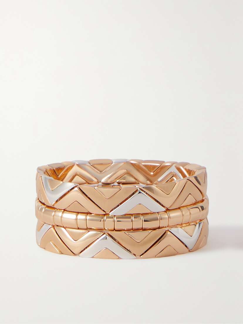 Roxanne Assoulin Puzzled Set Of Three Gold- And Silver-tone Bracelets