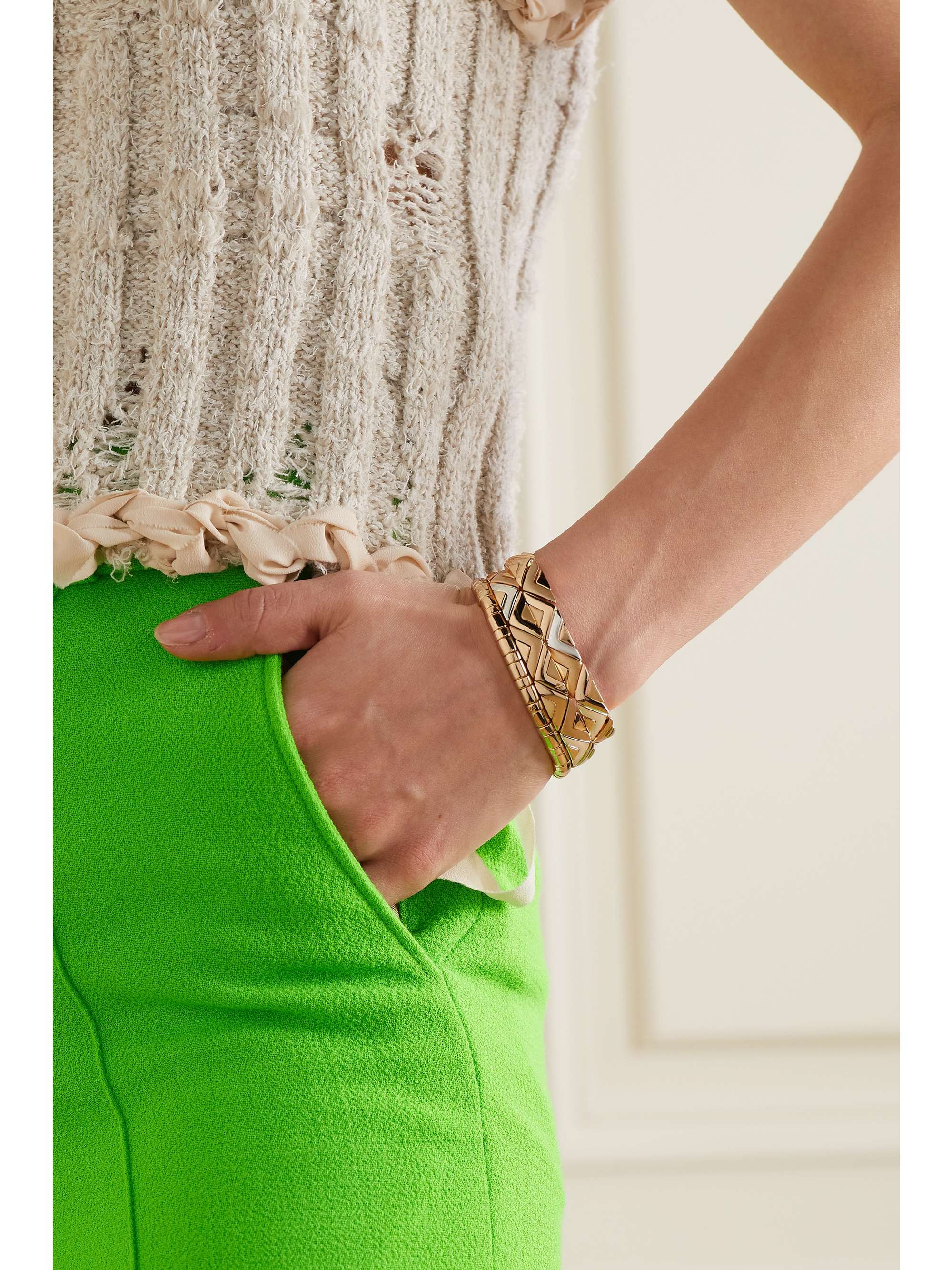 ROXANNE ASSOULIN Puzzled set of three gold- and silver-tone bracelets
