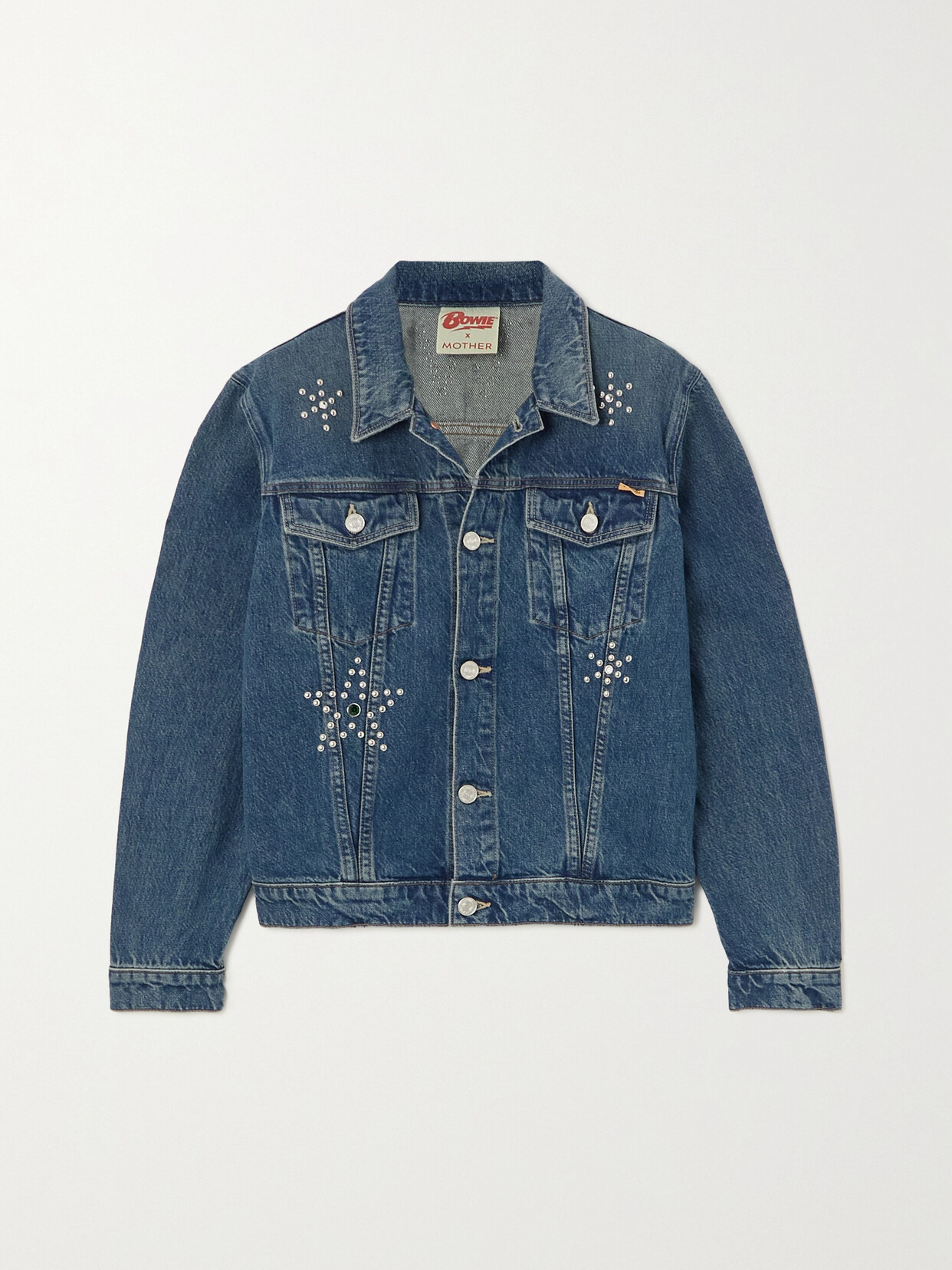 Mother - + Net Sustain + Bowie The Bruiser Embellished Denim Jacket - Blue