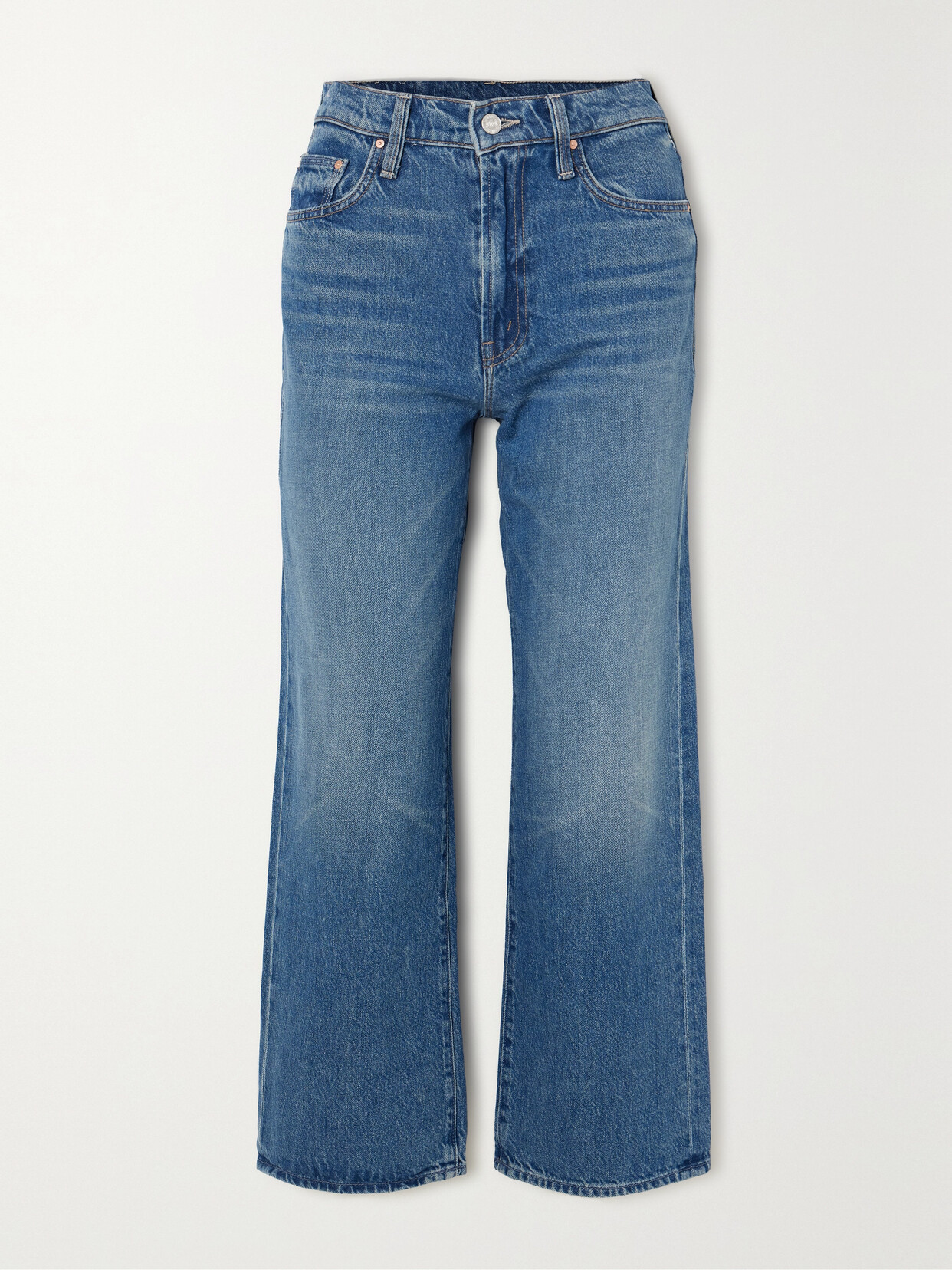 Mother - + Net Sustain + Bowie The Rambler Zip Cropped Embellished Straight-leg Jeans - Blue