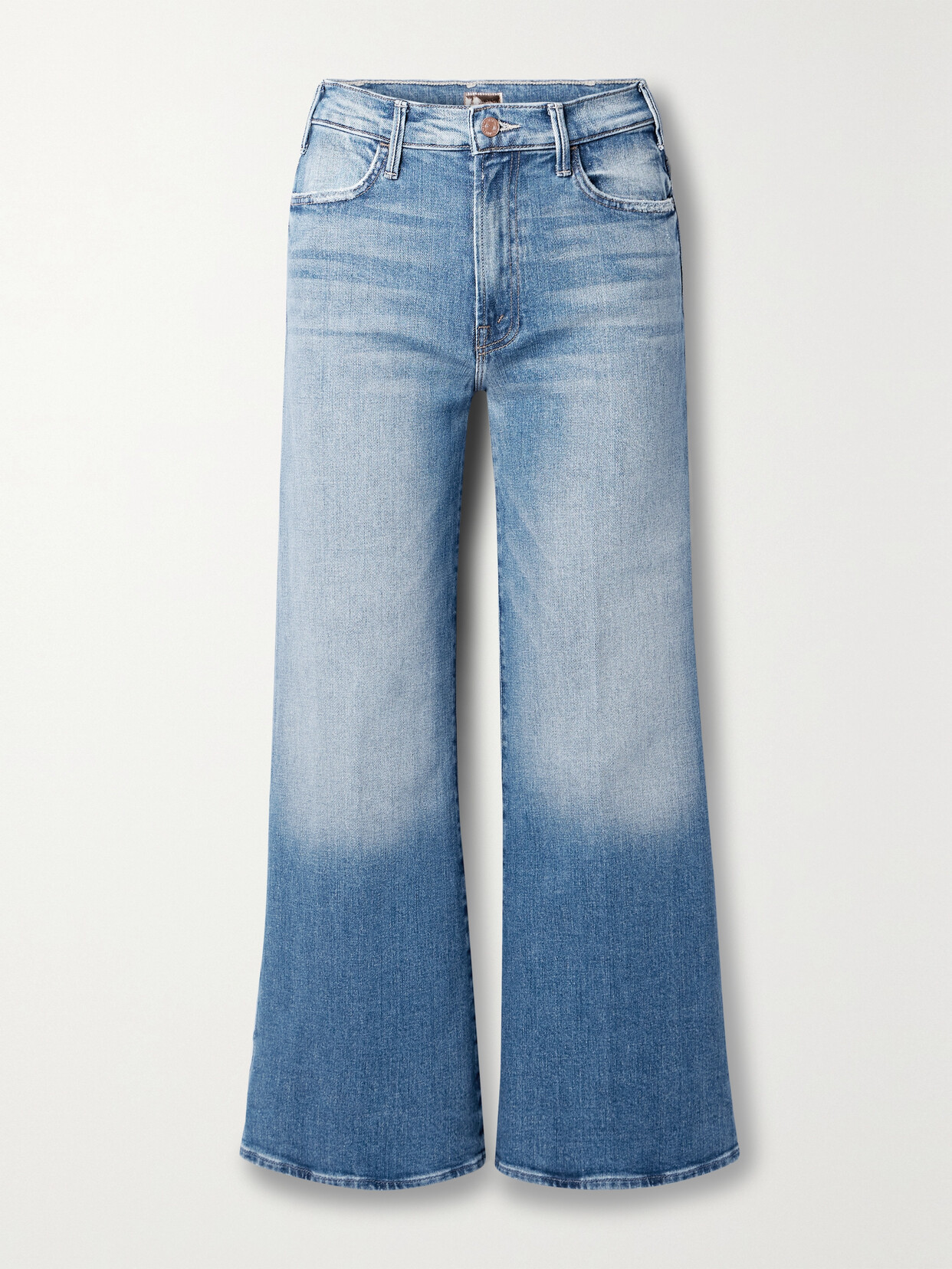 Mother - + Net Sustain The Hustler Roller Distressed High-rise Flared Jeans - Blue