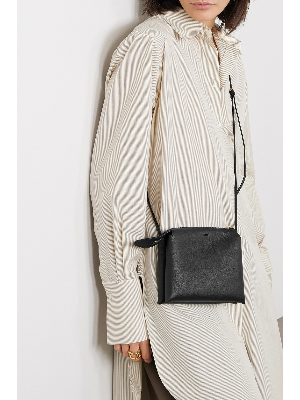 The Row Nu Twin Mini Leather Shoulder Bag In Black