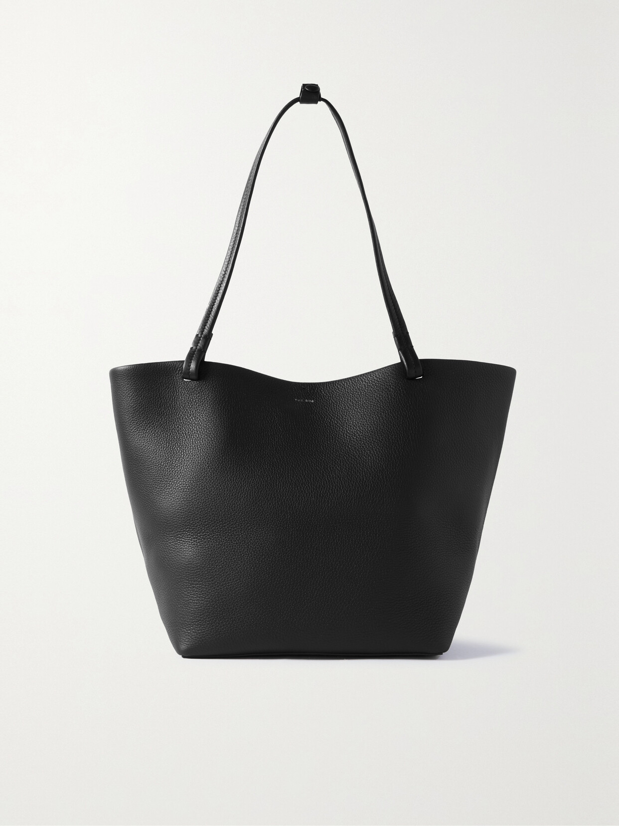 The Row Park Tote Three Leather Tote Bag In Black