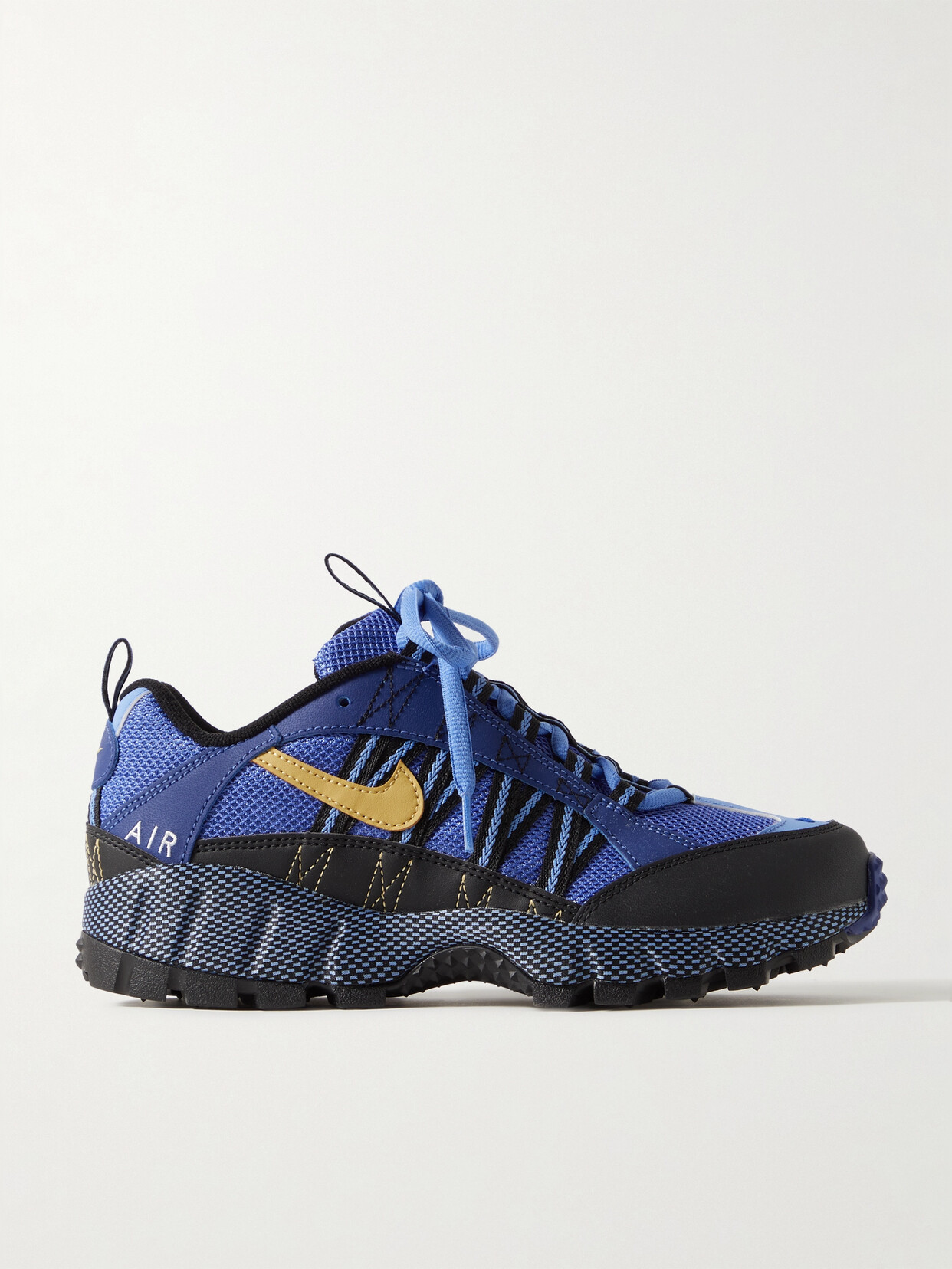 Shop Nike Air Humara Qs Leather-trimmed Mesh Sneakers In Blue