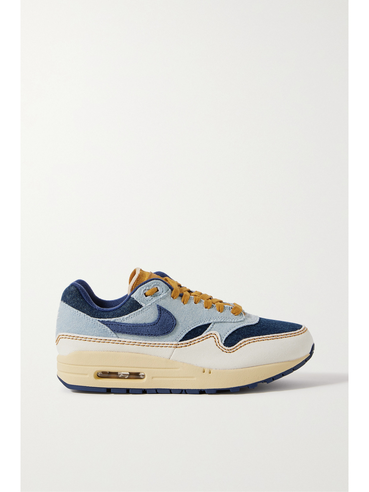 Shop Nike Air Max 1 '87 Color-block Denim Sneakers In Blue