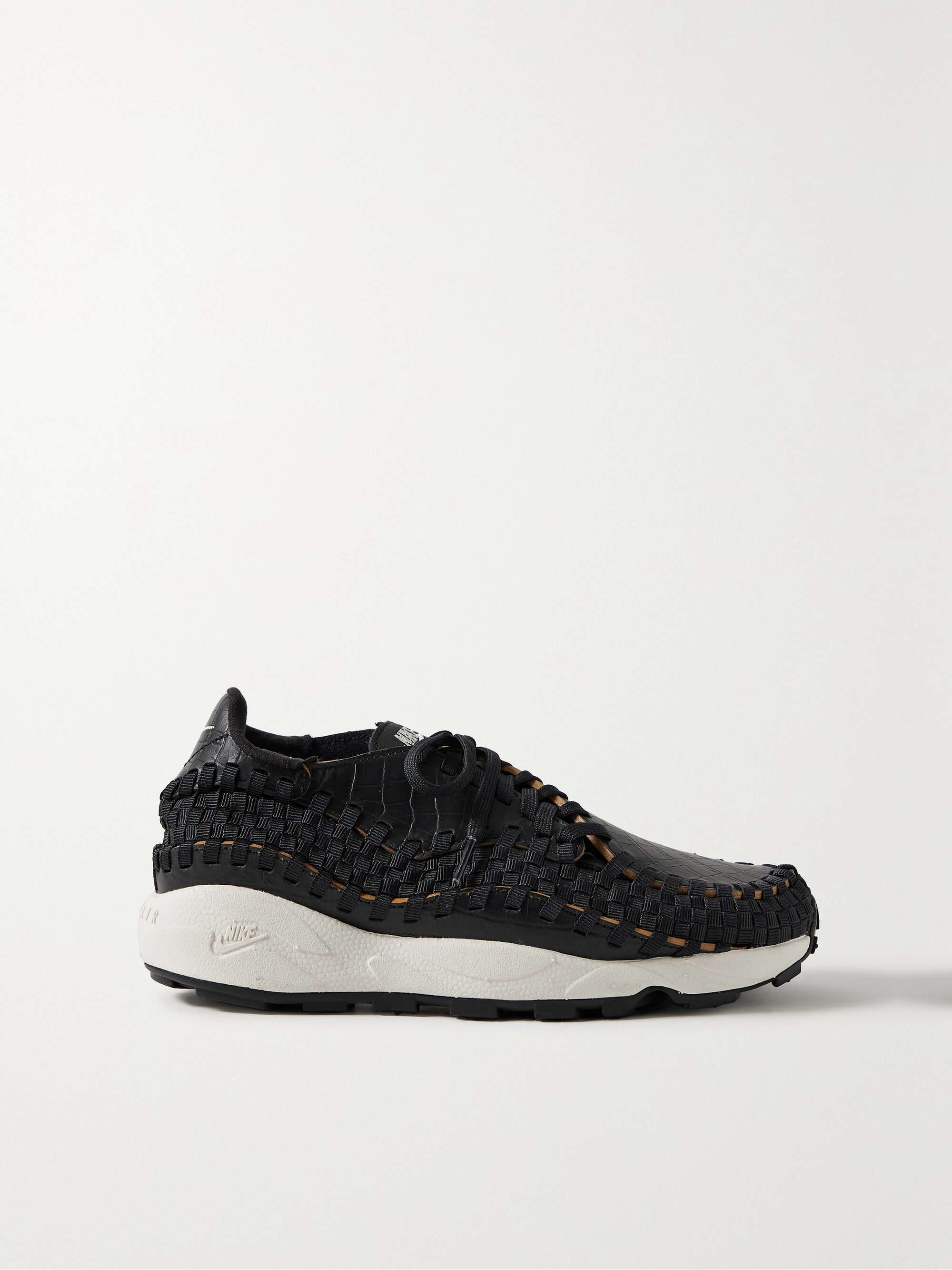 NIKE Air Footscape paneled woven webbing and croc effect leather sneakers NET A PORTER